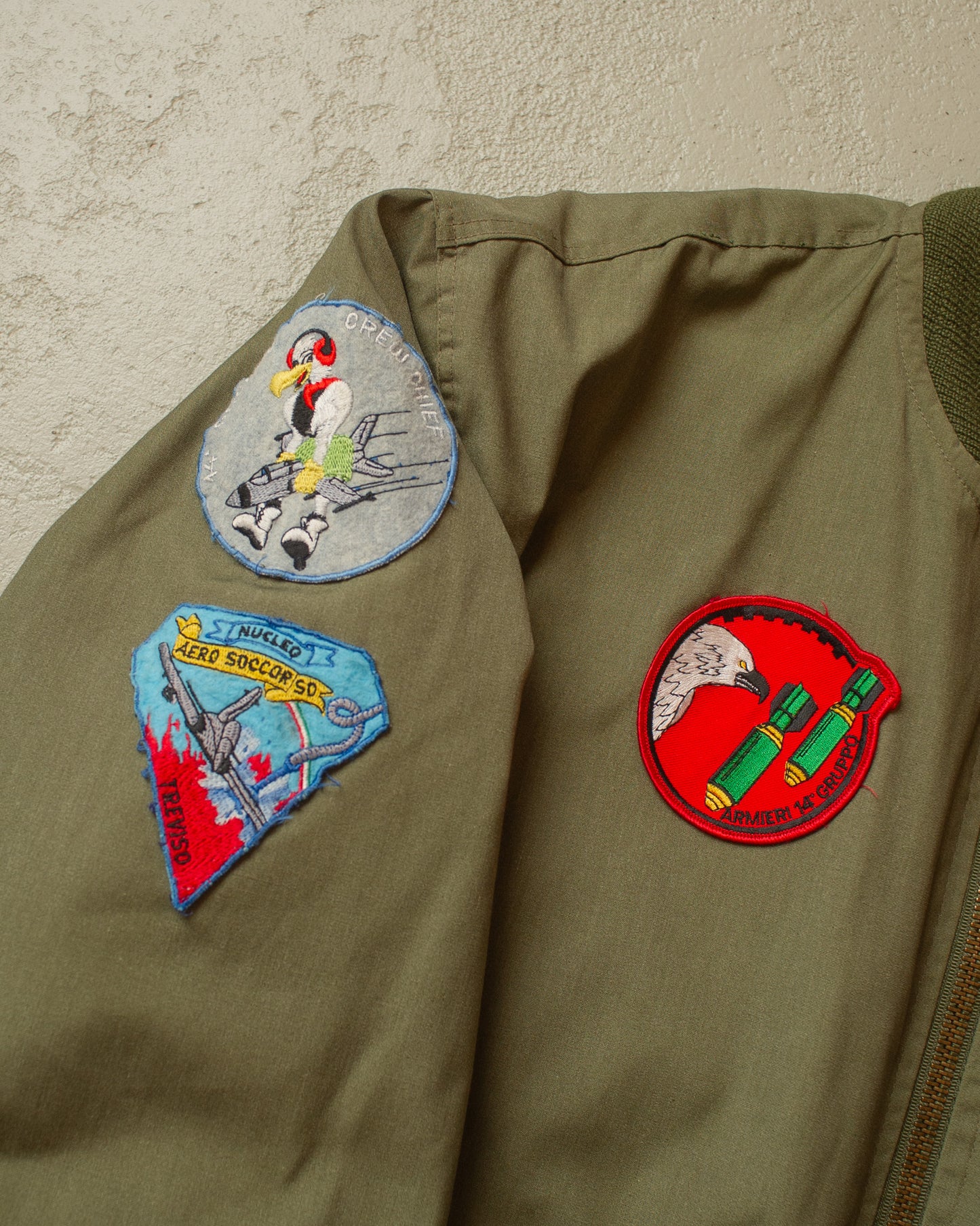 1970s Italian Air Force L-2B lined Flight Jacket khaki - L