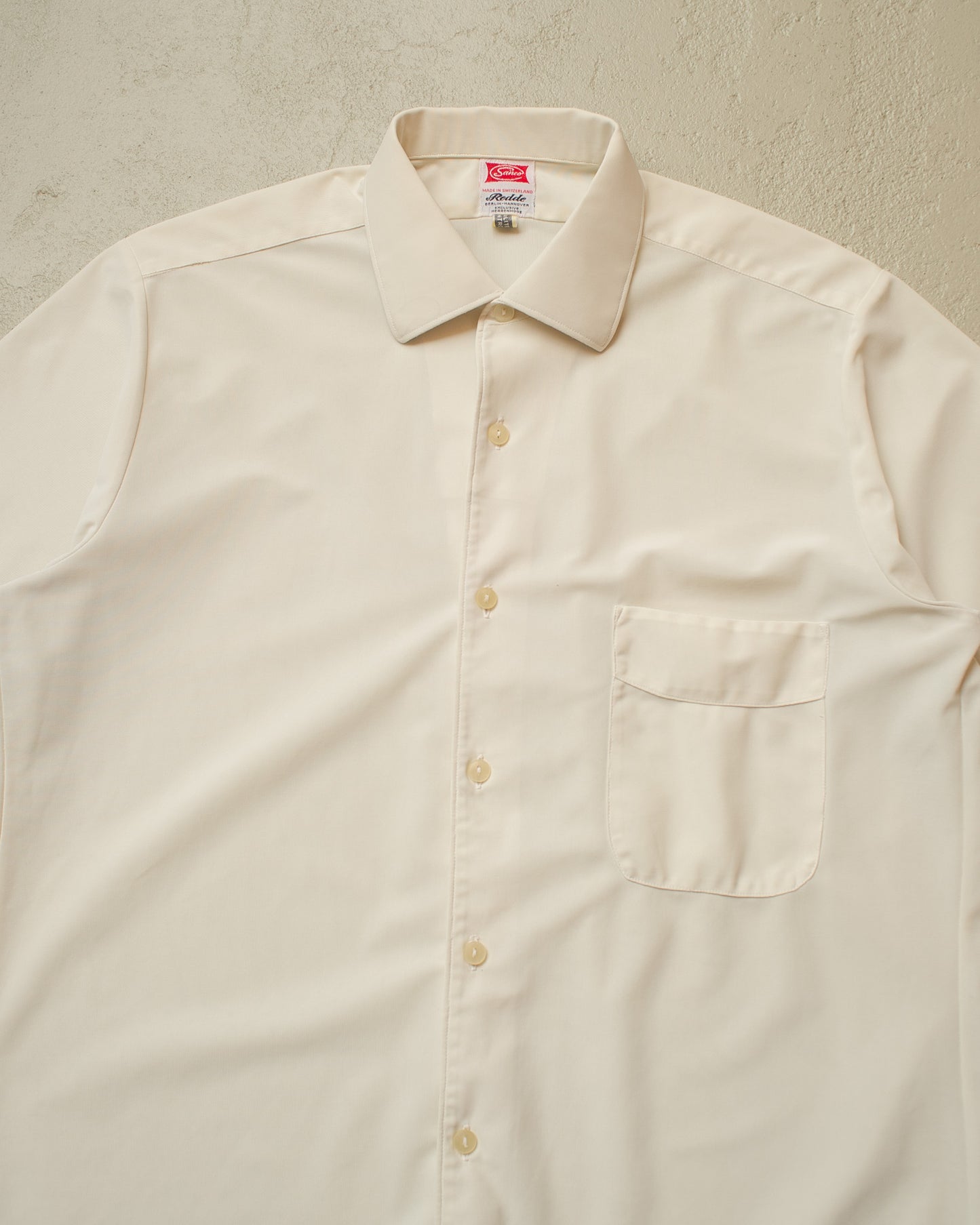 1950s/60s Swiss "Sainco" Nylon Short Sleeve Shirt creme - M