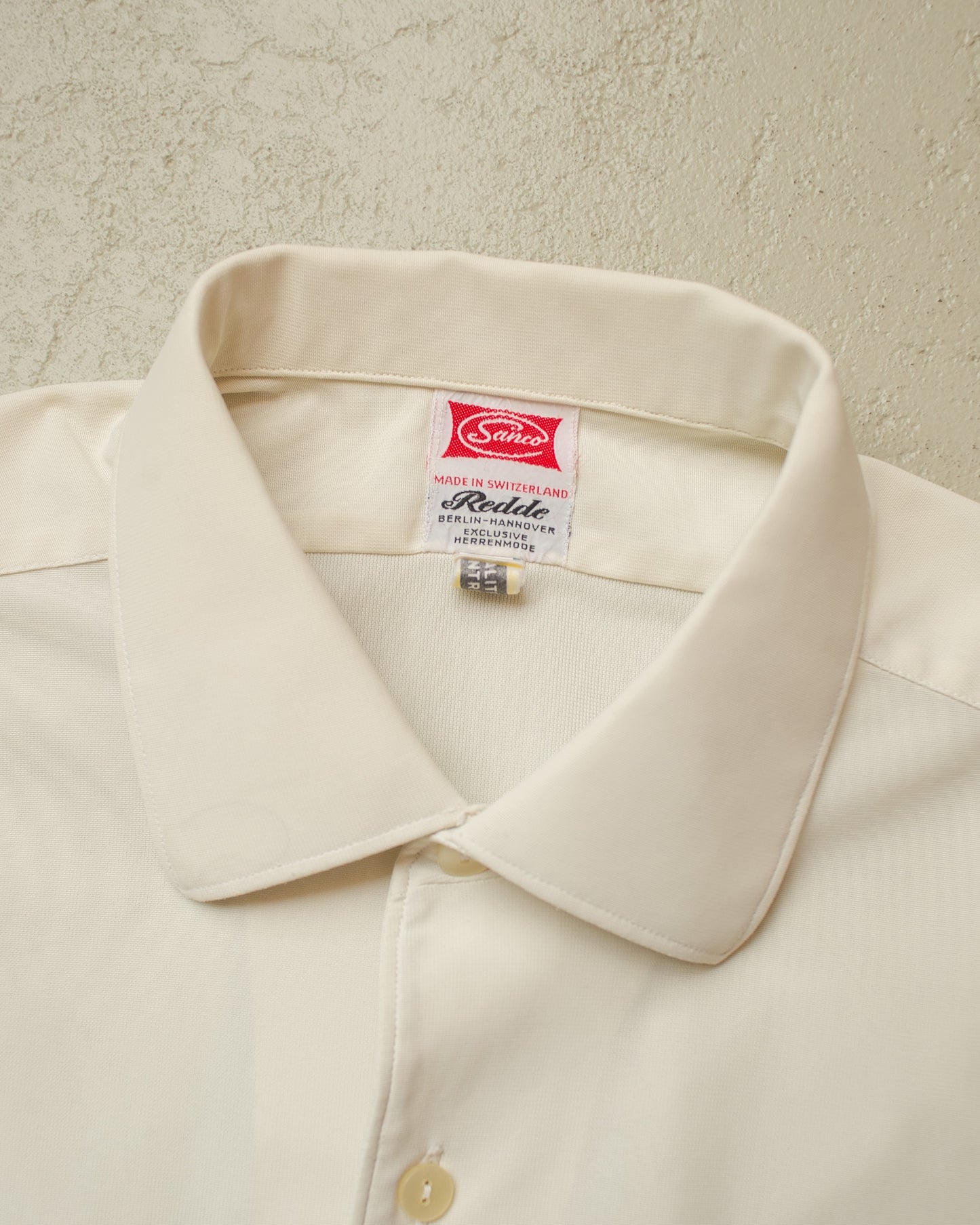 1950s/60s Swiss "Sainco" Nylon Short Sleeve Shirt creme - M