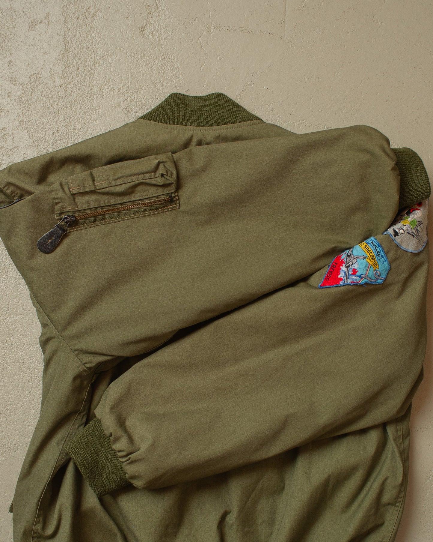 1970s Italian Air Force L-2B lined Flight Jacket khaki - L