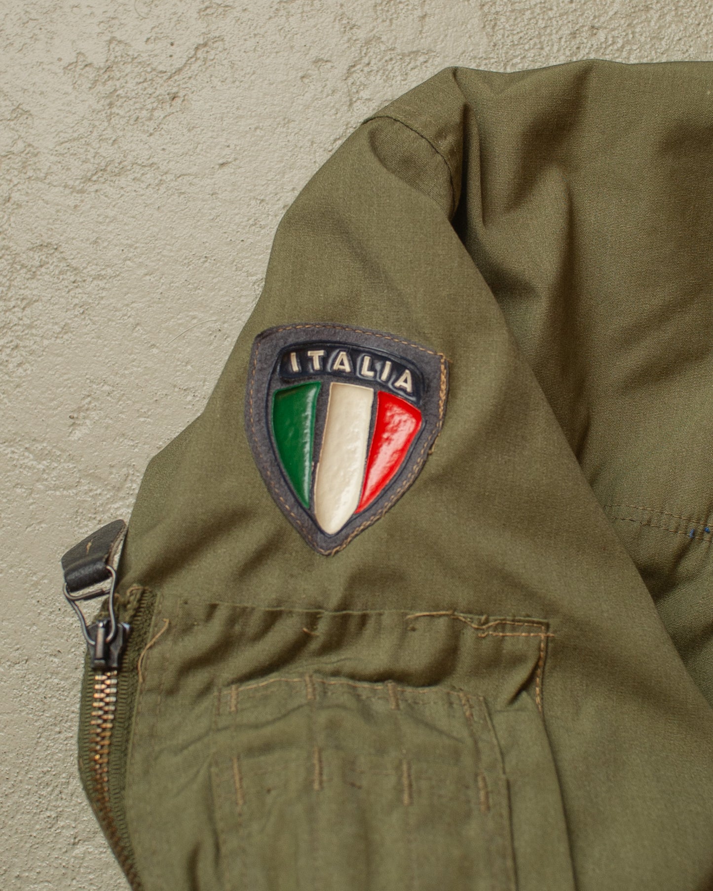 1970s Italian Air Force L-2B lined Flight Jacket khaki - L