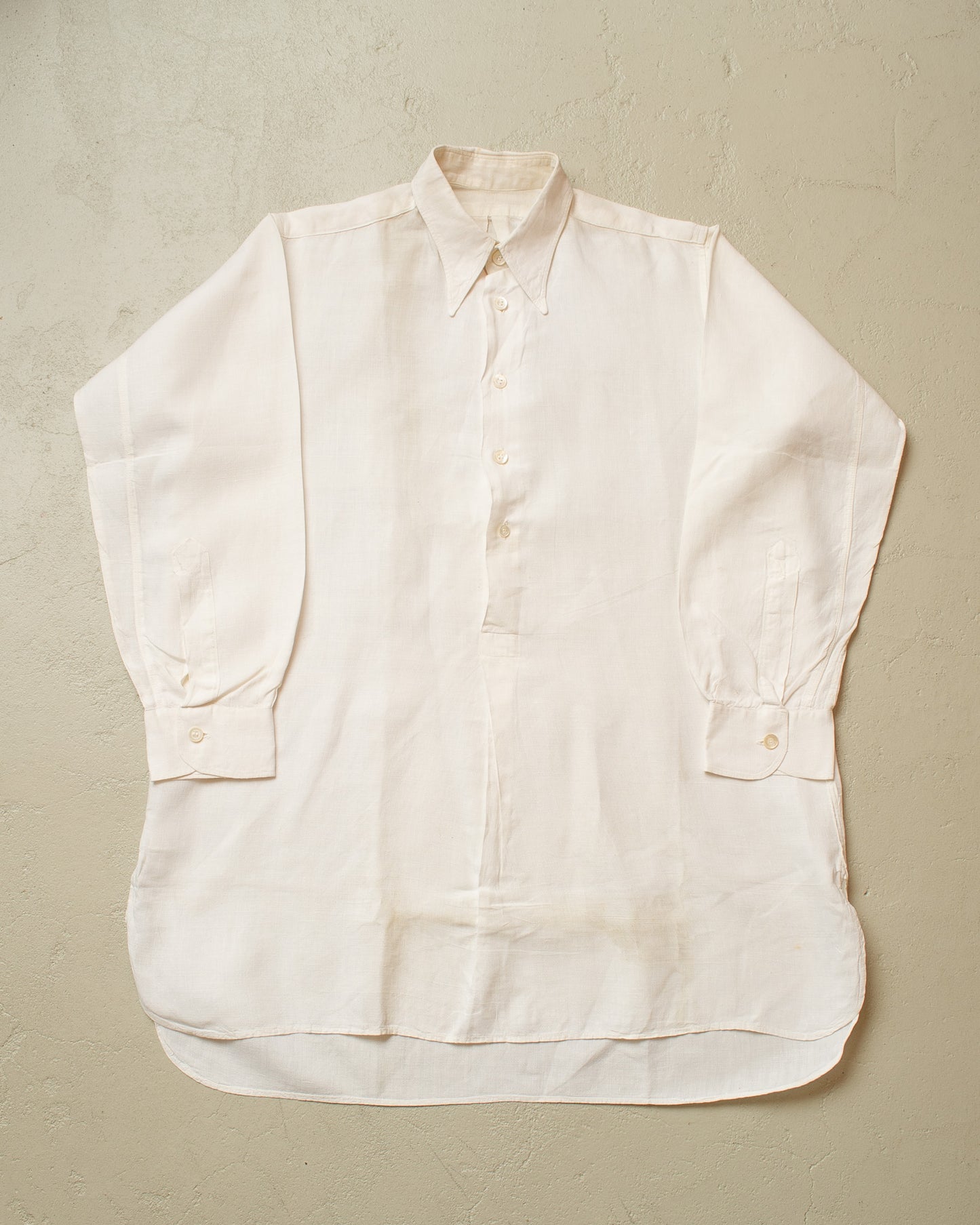 1930s German Linen Spearpoint Collar Shirt white - M