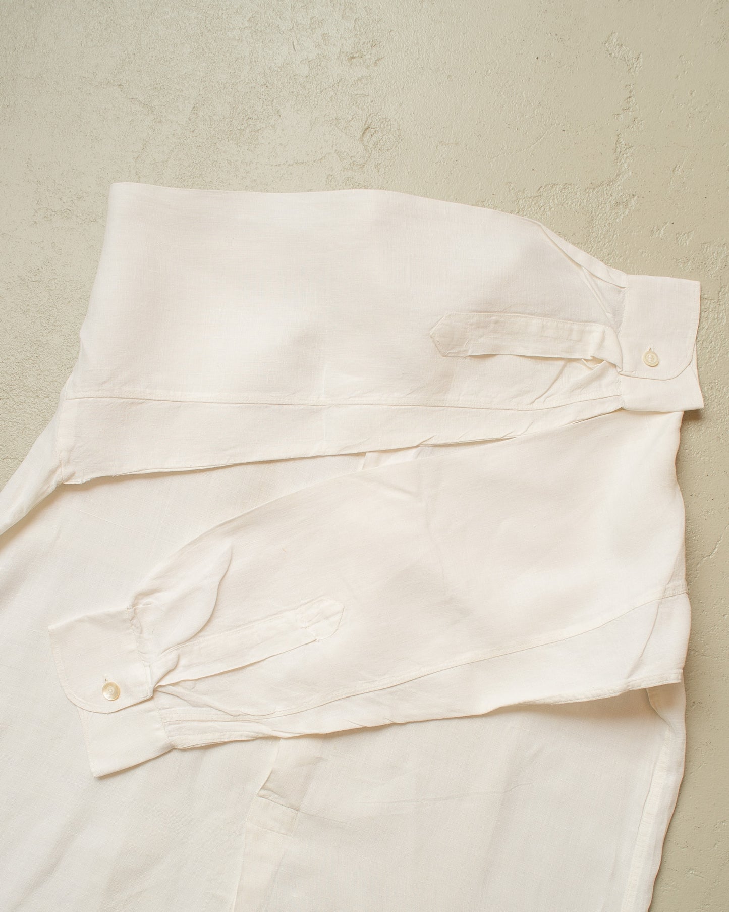 1930s German Linen Spearpoint Collar Shirt white - M