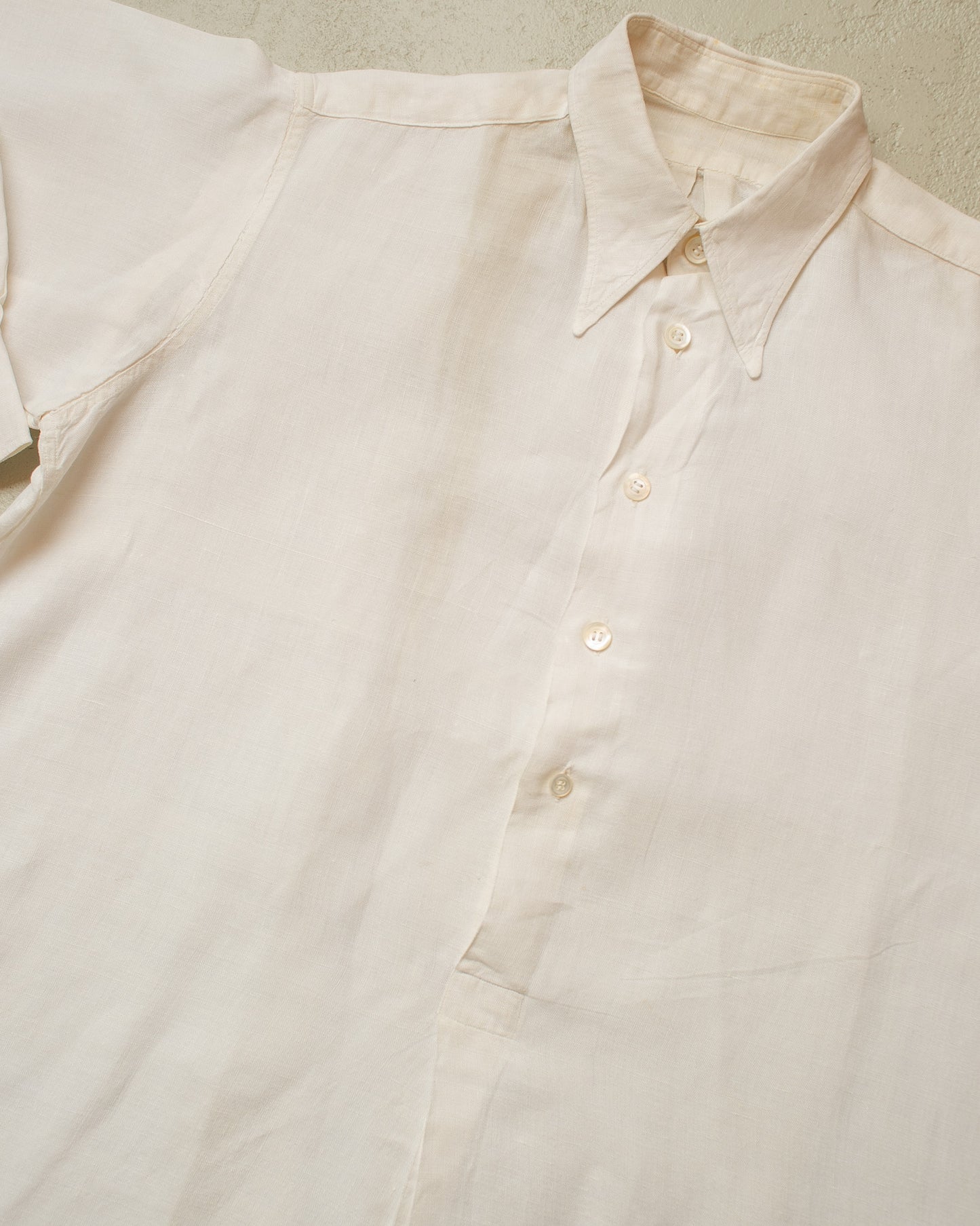 1930s German Linen Spearpoint Collar Shirt white - M