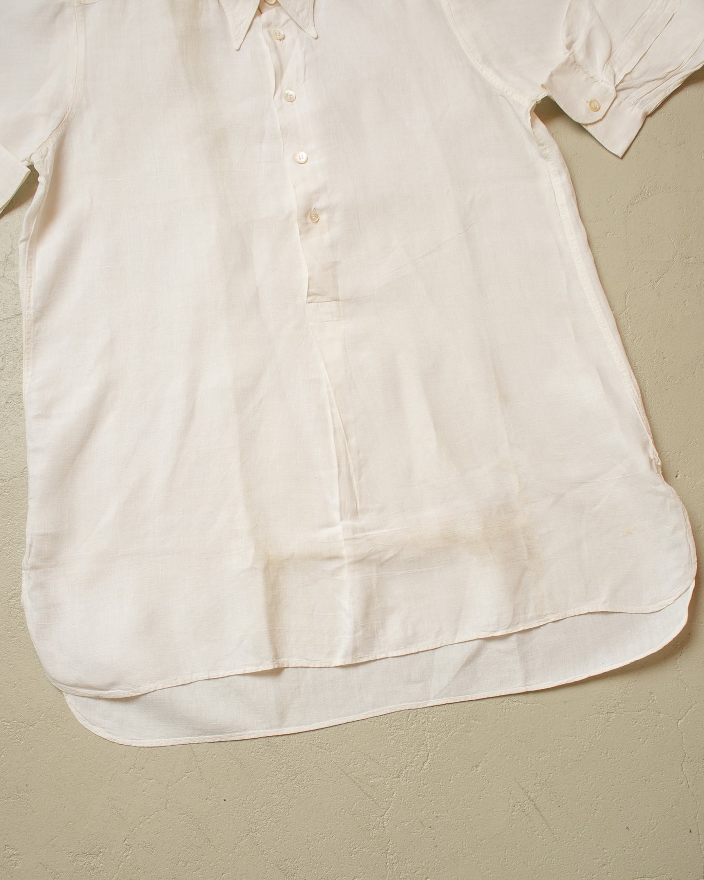 1930s German Linen Spearpoint Collar Shirt white - M