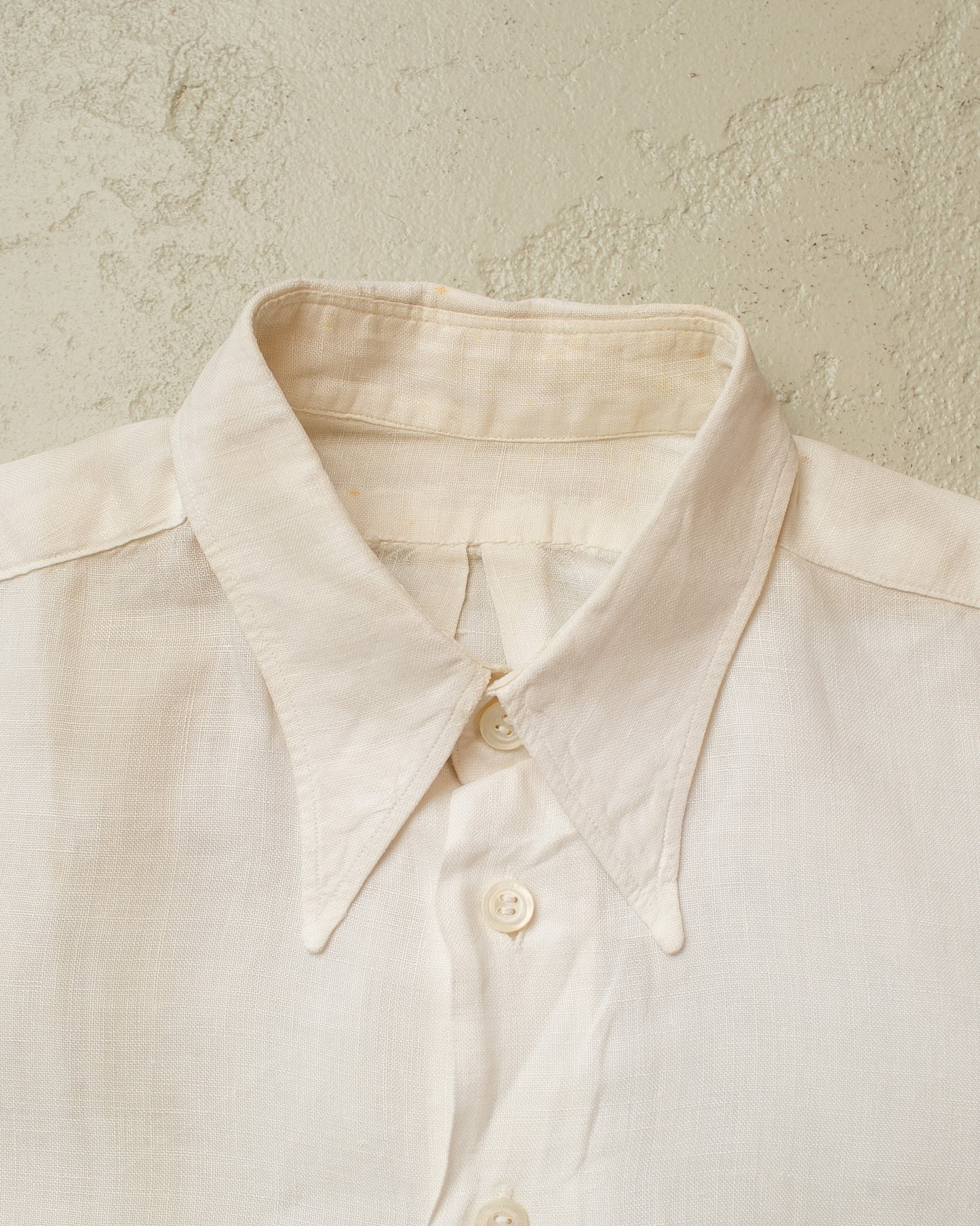 1930s German Linen Spearpoint Collar Shirt white - M