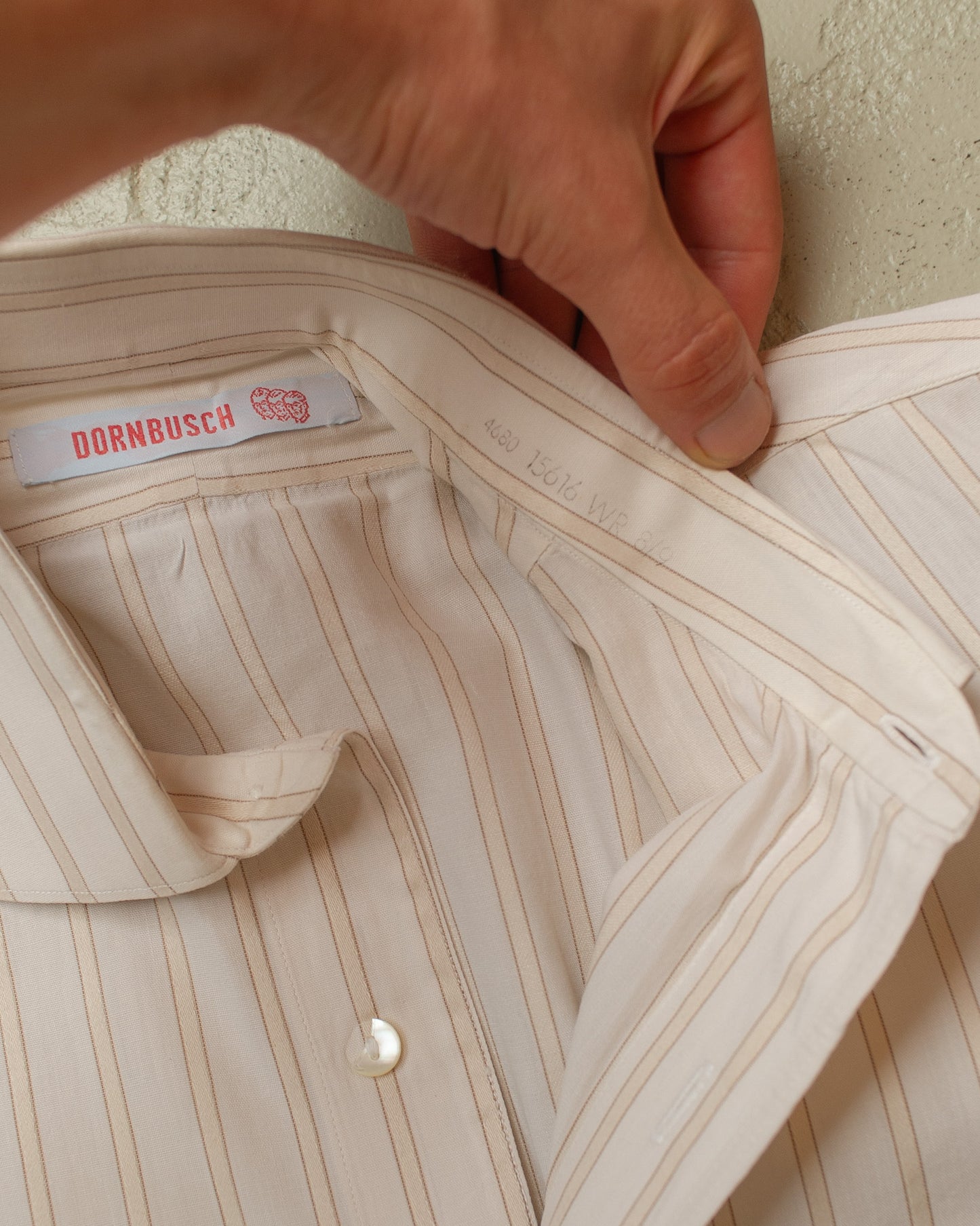 1930s/40s unworn German „Dornbusch“ striped Dress Shirt creme/beige - M/L