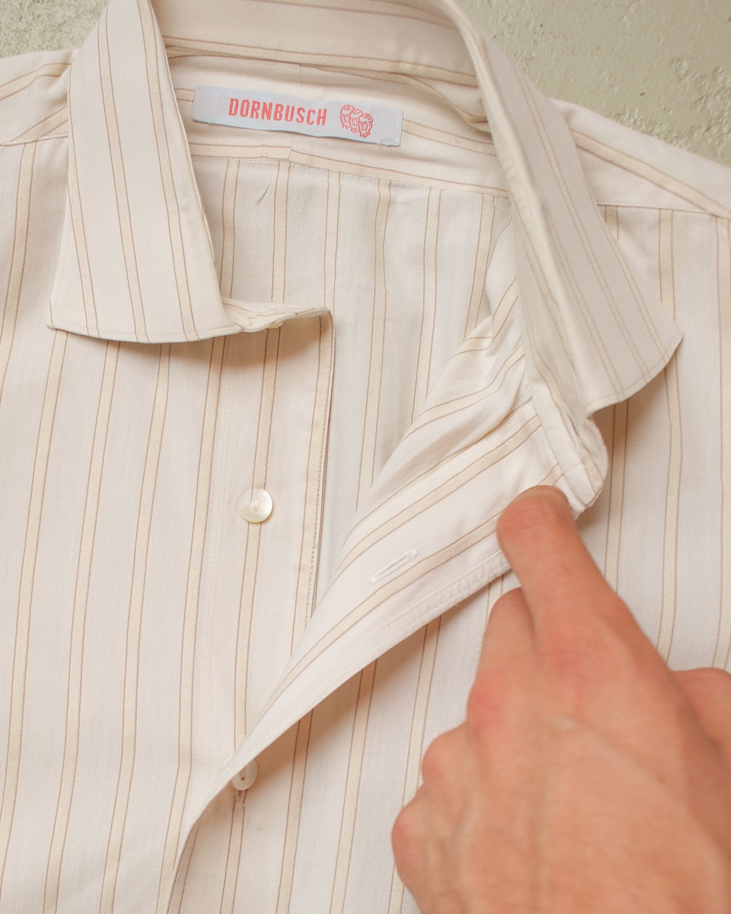 1930s/40s unworn German „Dornbusch“ striped Dress Shirt creme/beige - M/L