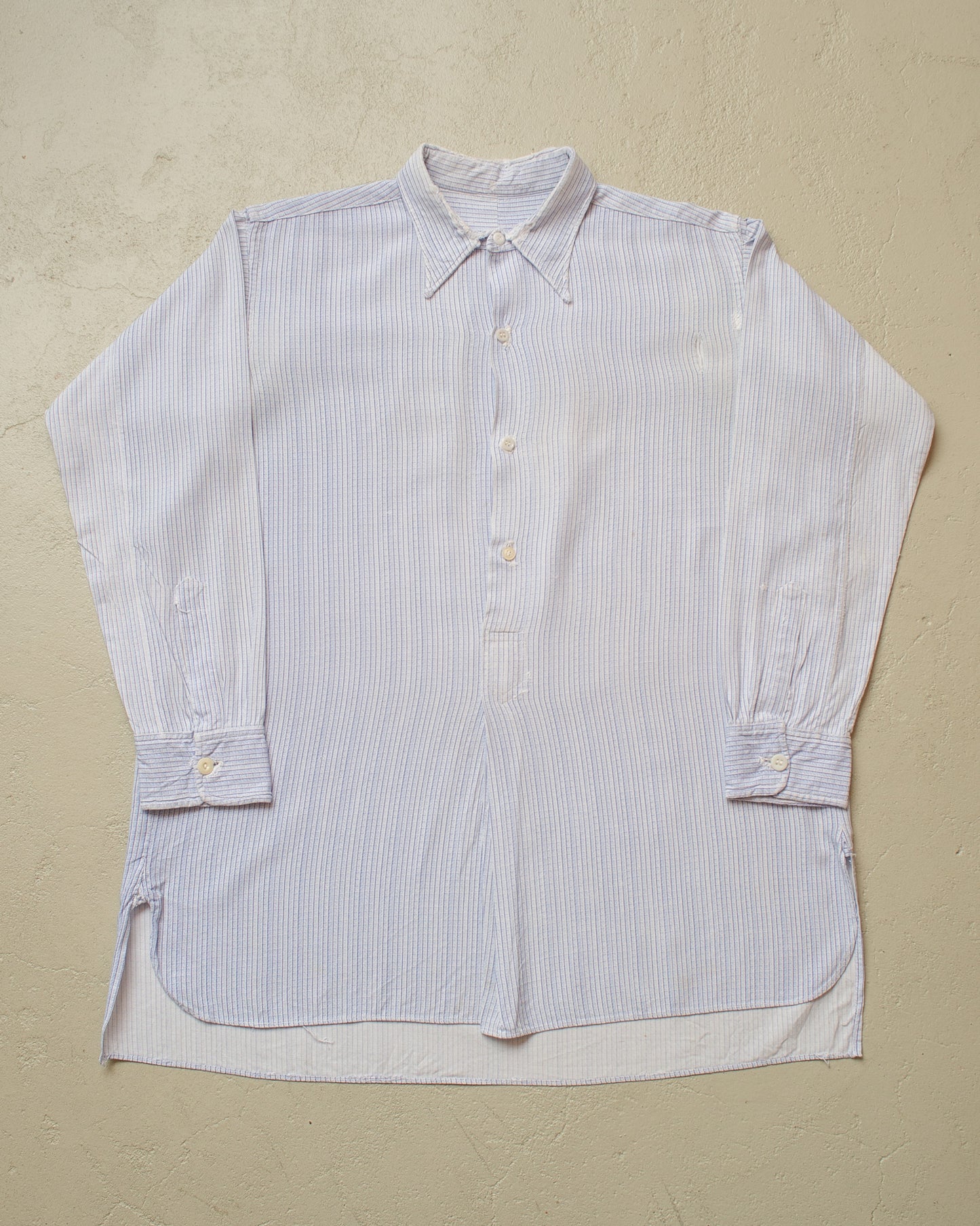 1930s German distressed Spearpoint Shirt blue - M