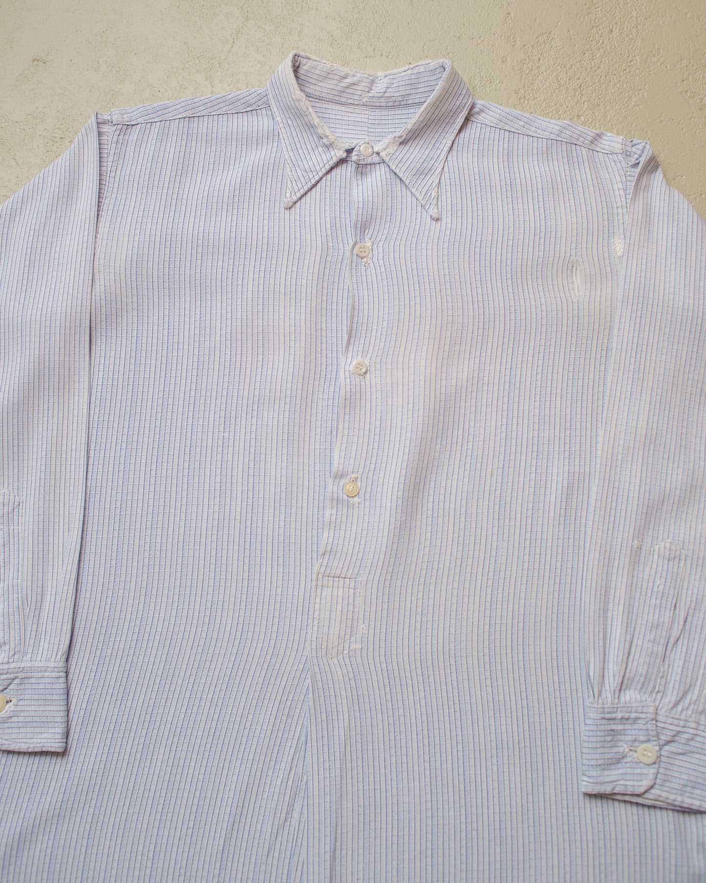 1930s German distressed Spearpoint Shirt blue - M