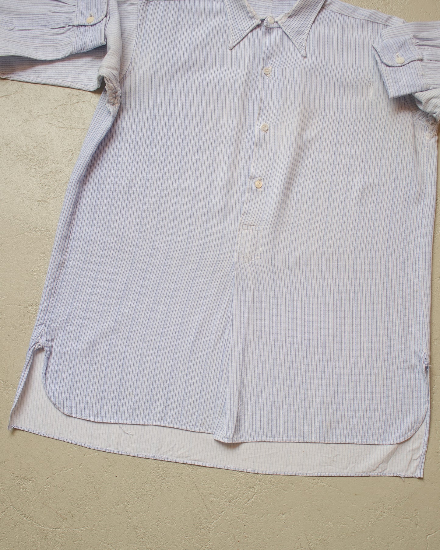 1930s German distressed Spearpoint Shirt blue - M
