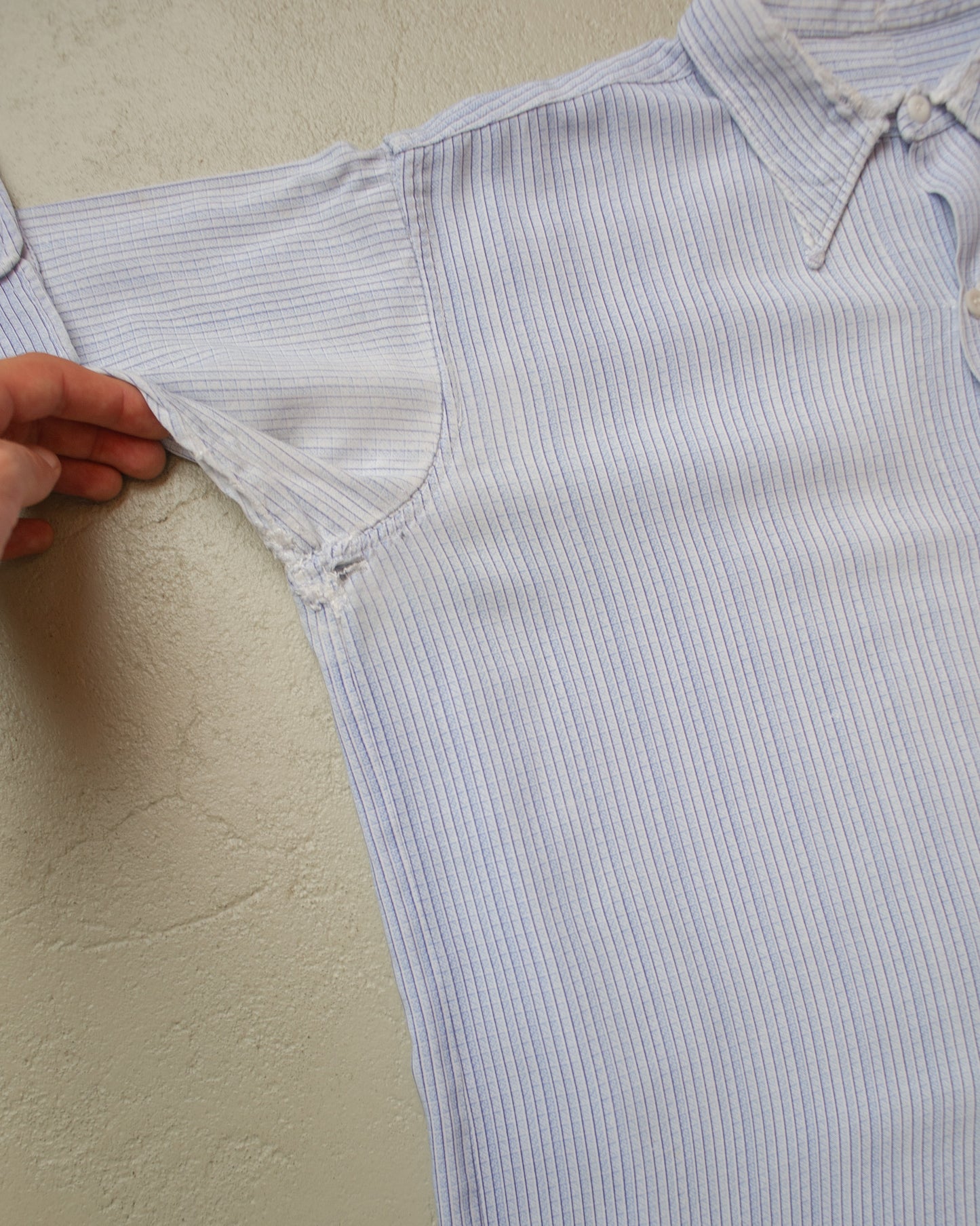1930s German distressed Spearpoint Shirt blue - M