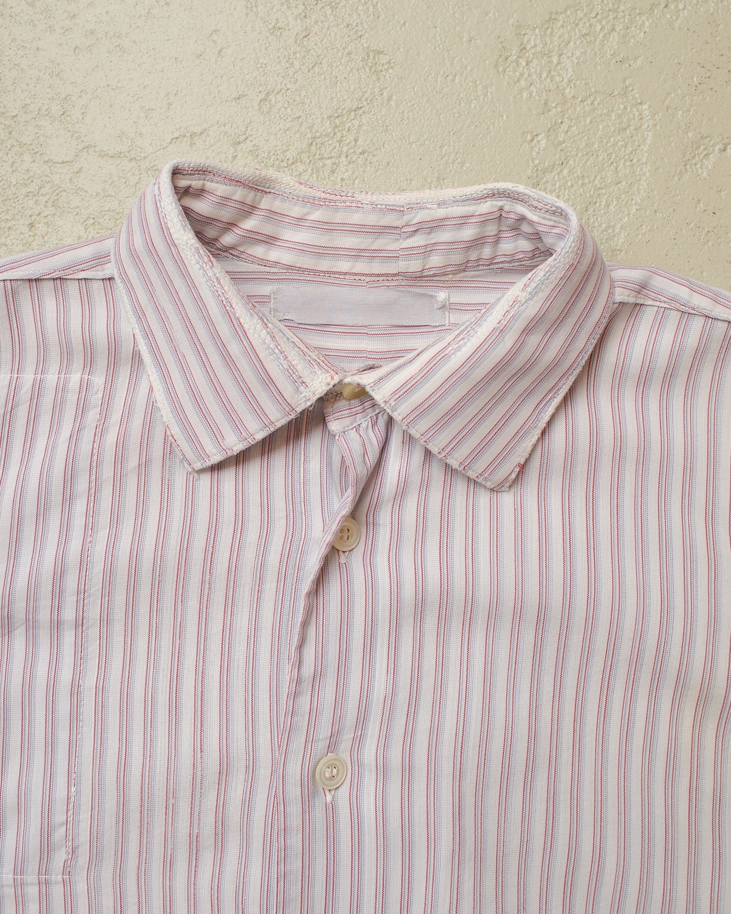 1930s/40s German striped Shirt white/burgundy - M/L