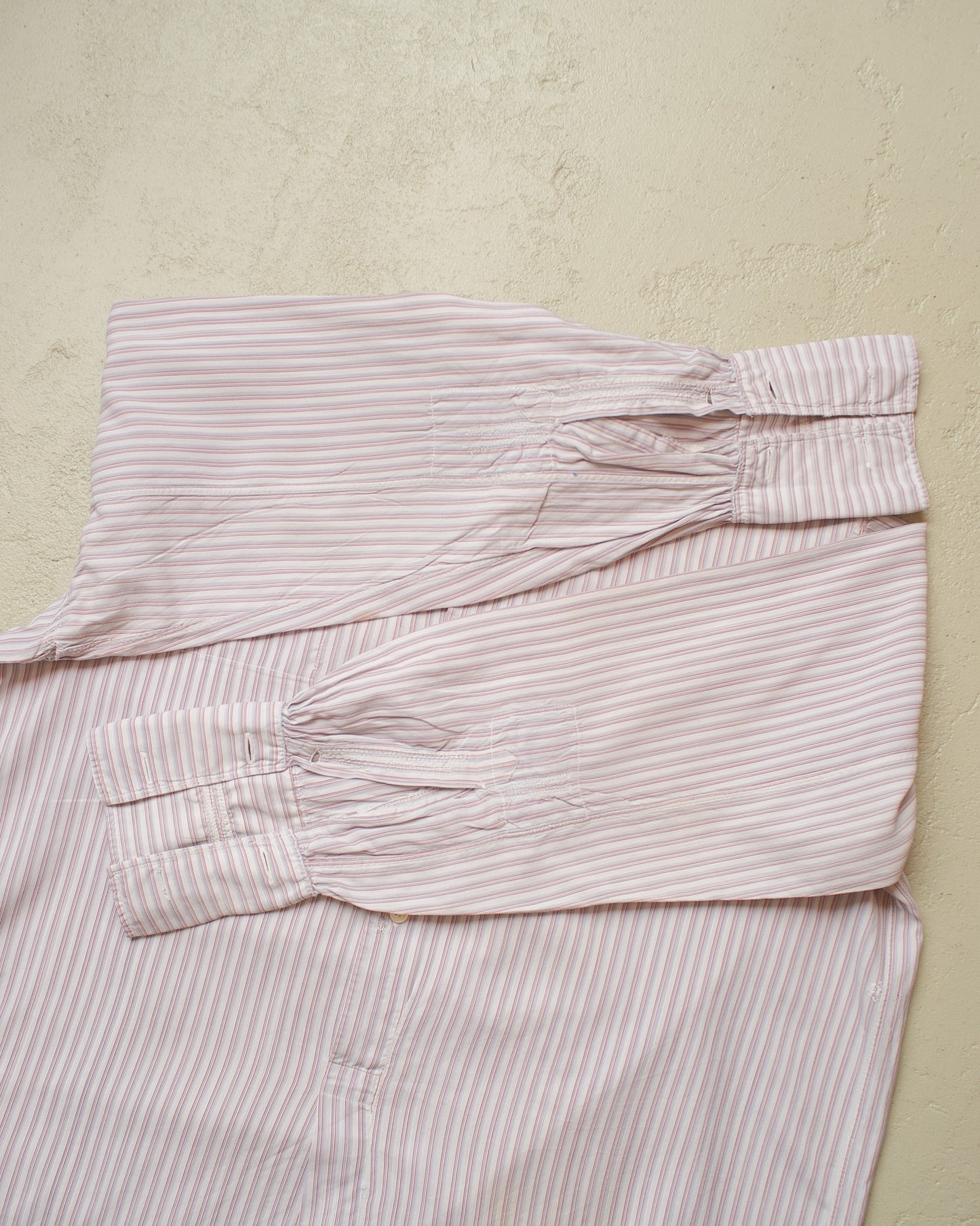 1930s/40s German striped Shirt white/burgundy - M/L