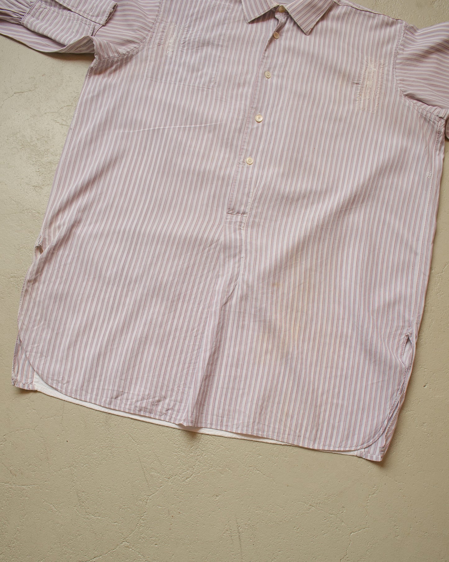 1930s/40s German striped Shirt white/burgundy - M/L