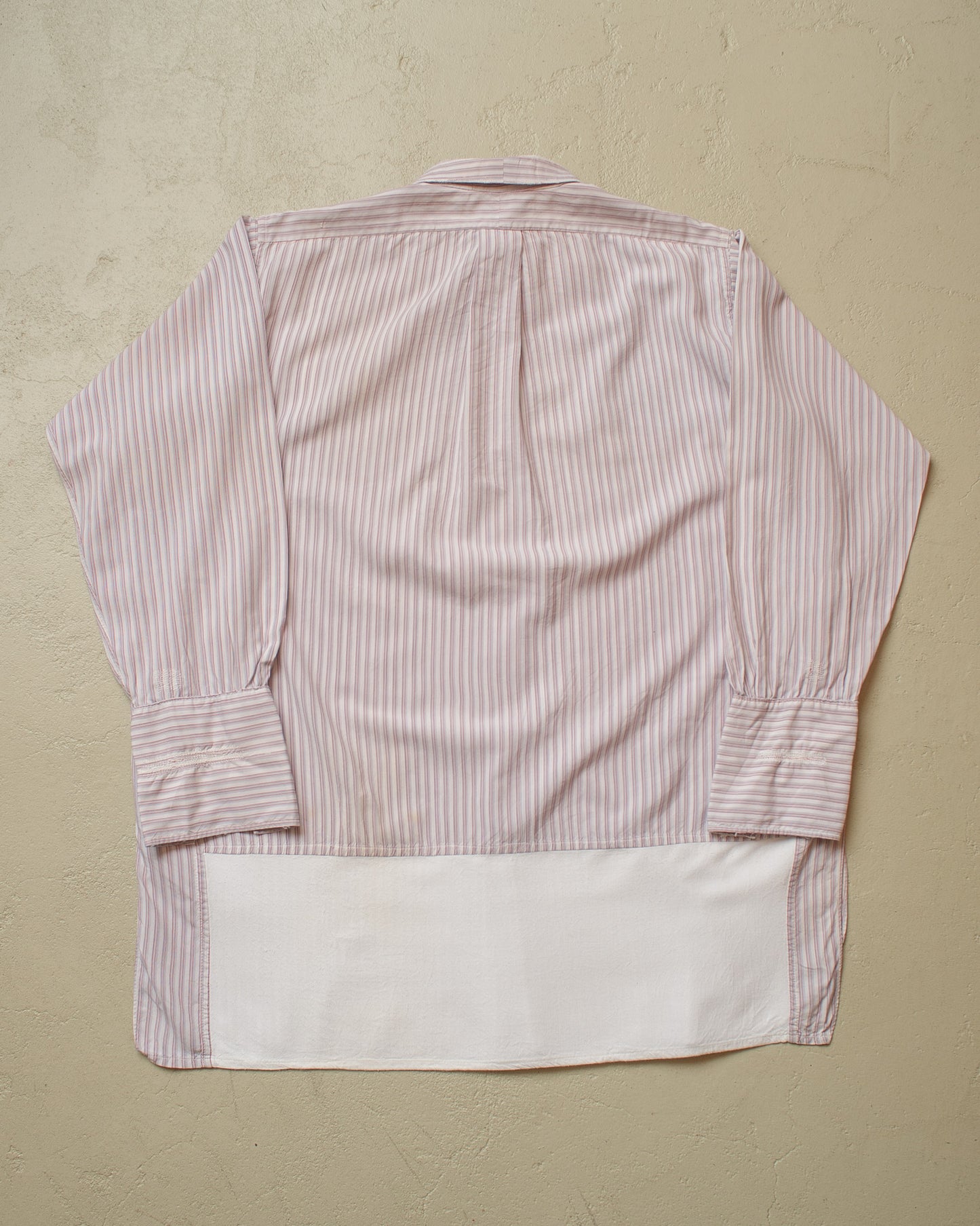 1930s/40s German striped Shirt white/burgundy - M/L