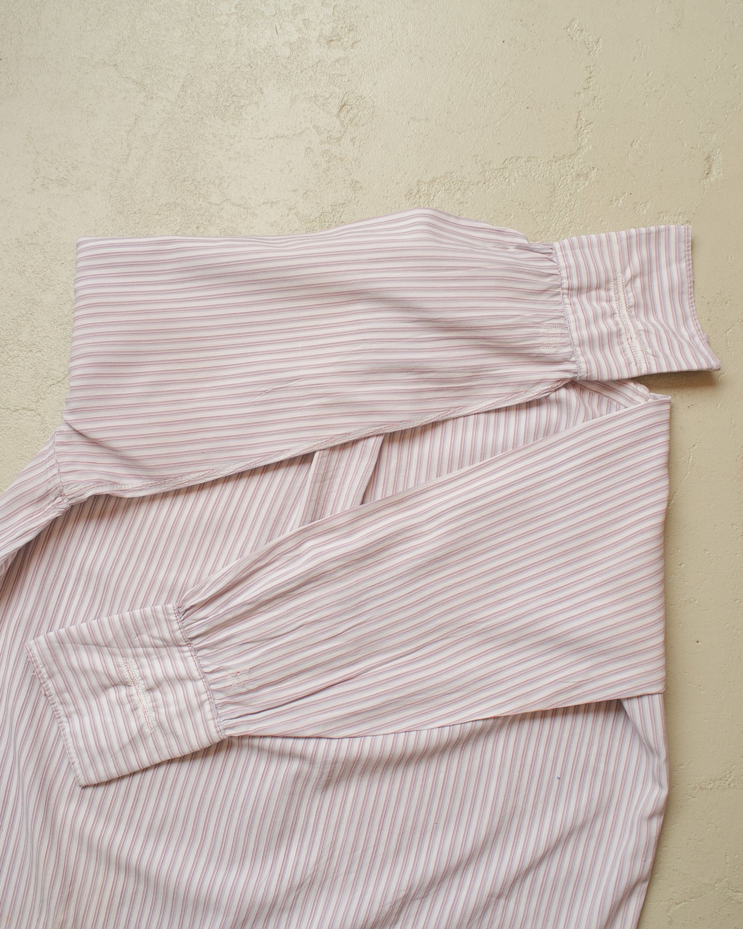1930s/40s German striped Shirt white/burgundy - M/L