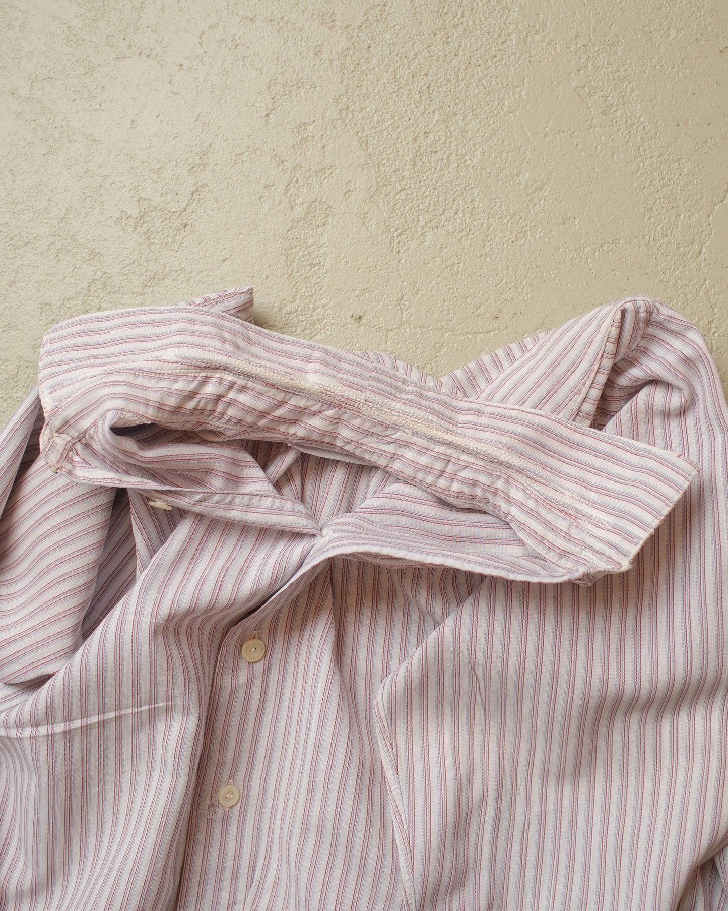 1930s/40s German striped Shirt white/burgundy - M/L