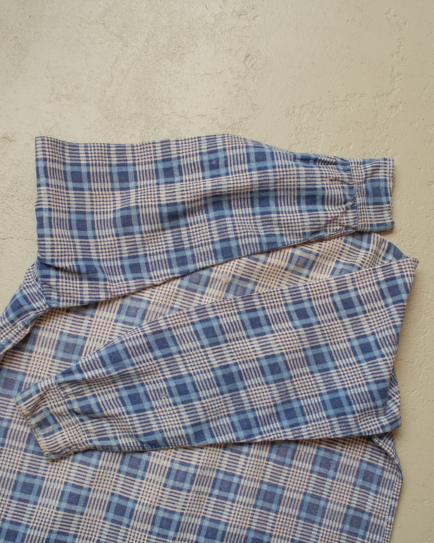 1950s German checkered Cotton Flannel Shirt blue - M/L