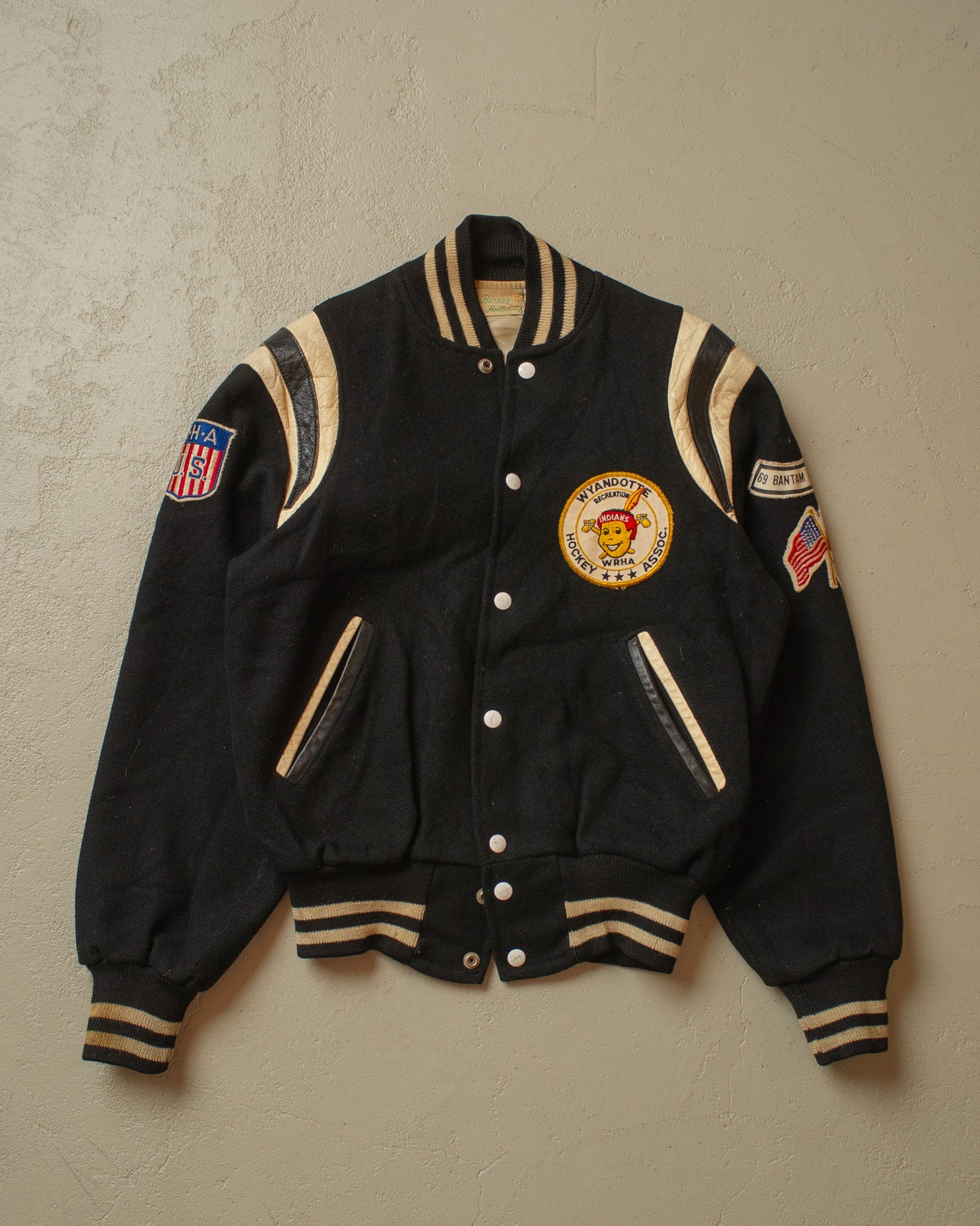 1960s Holloway Wool Varsity Jacket black - S