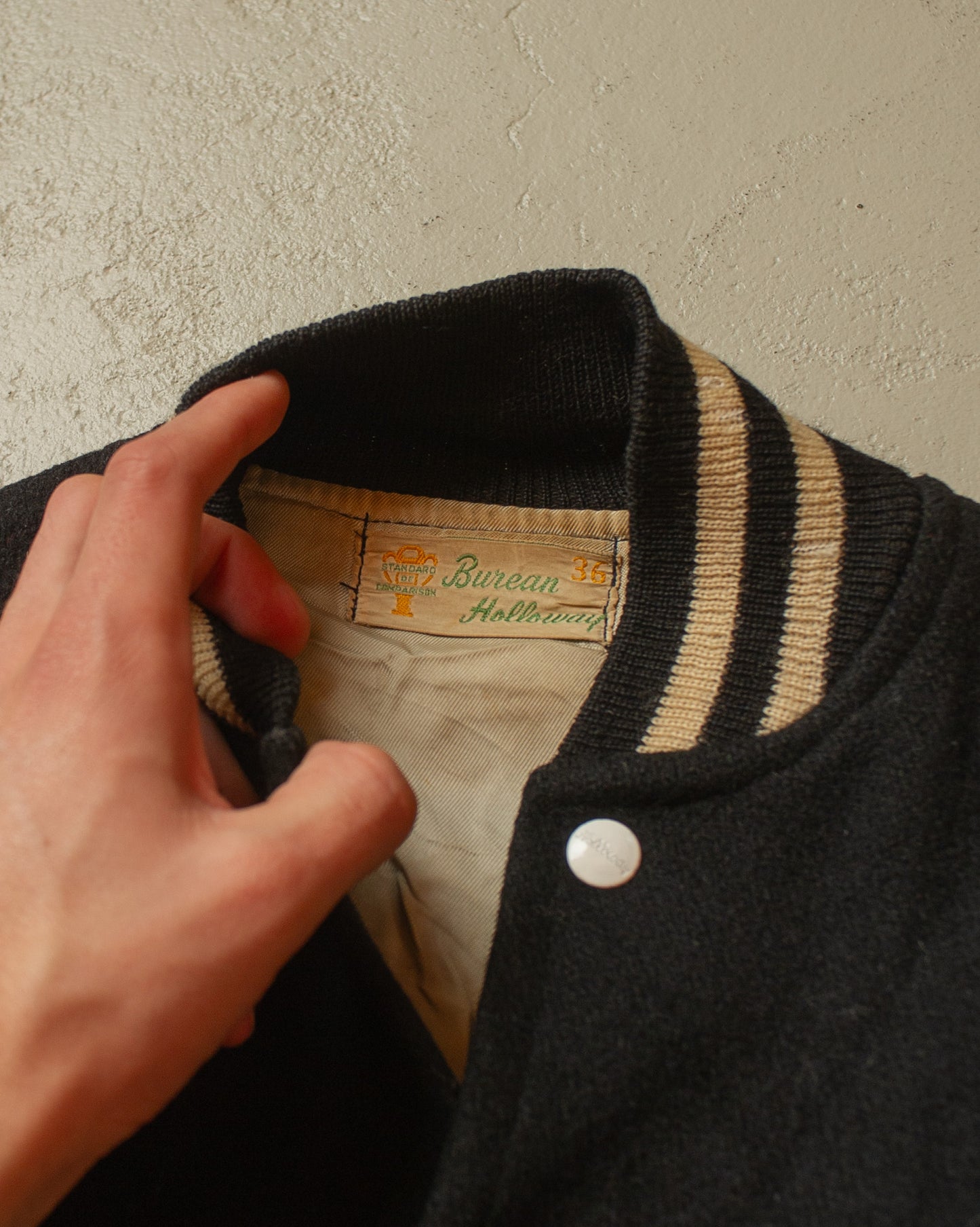 1960s Holloway Wool Varsity Jacket black - S