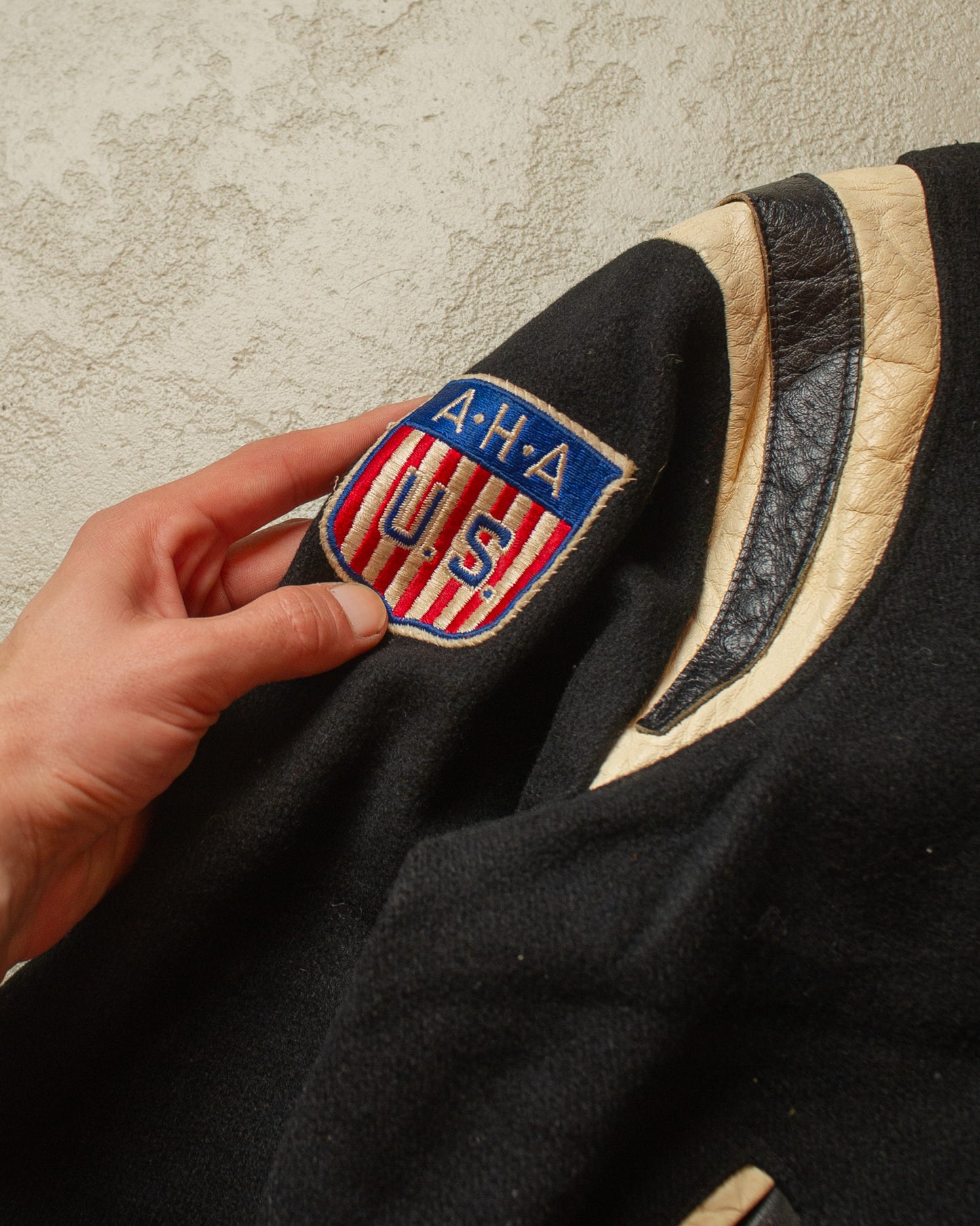 1960s Holloway Wool Varsity Jacket black - S