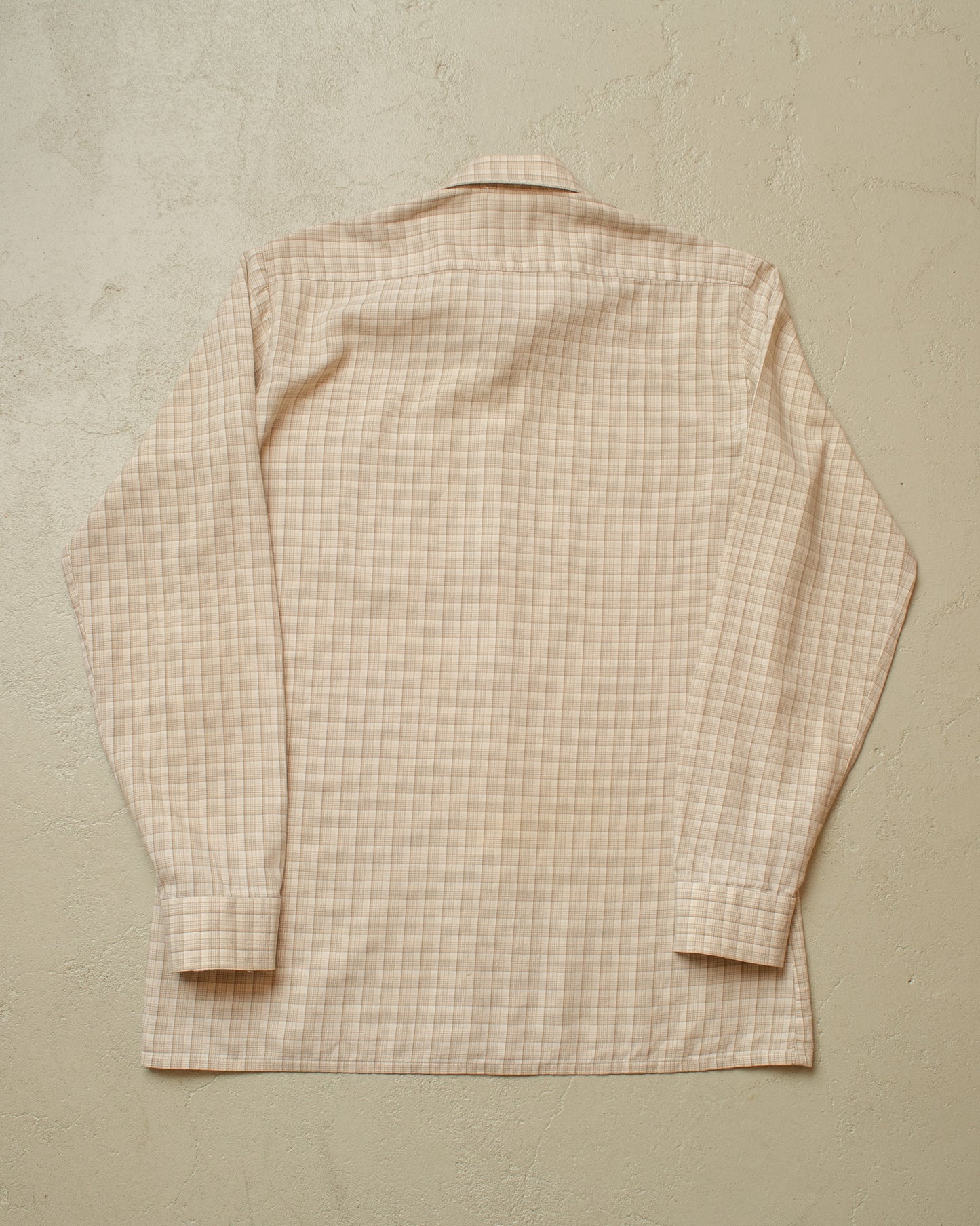1960s German checkered Cotton Flannel Shirt beige - M