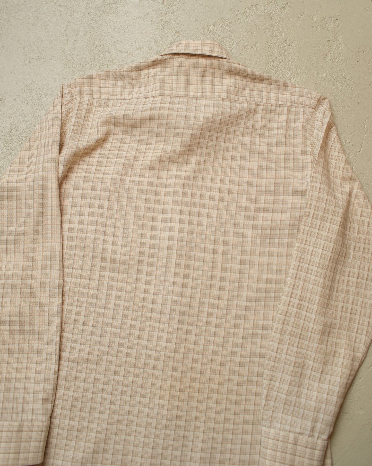 1960s German checkered Cotton Flannel Shirt beige - M
