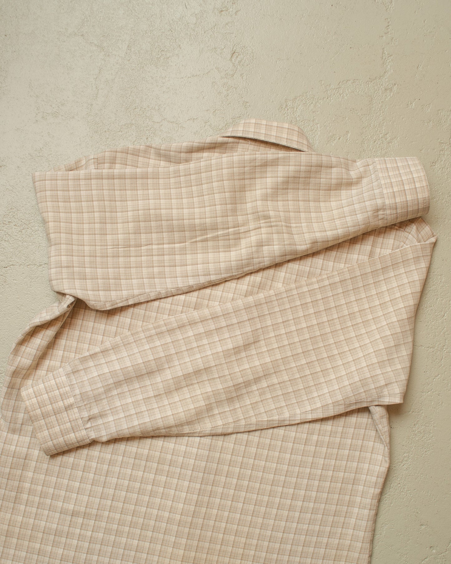 1960s German checkered Cotton Flannel Shirt beige - M