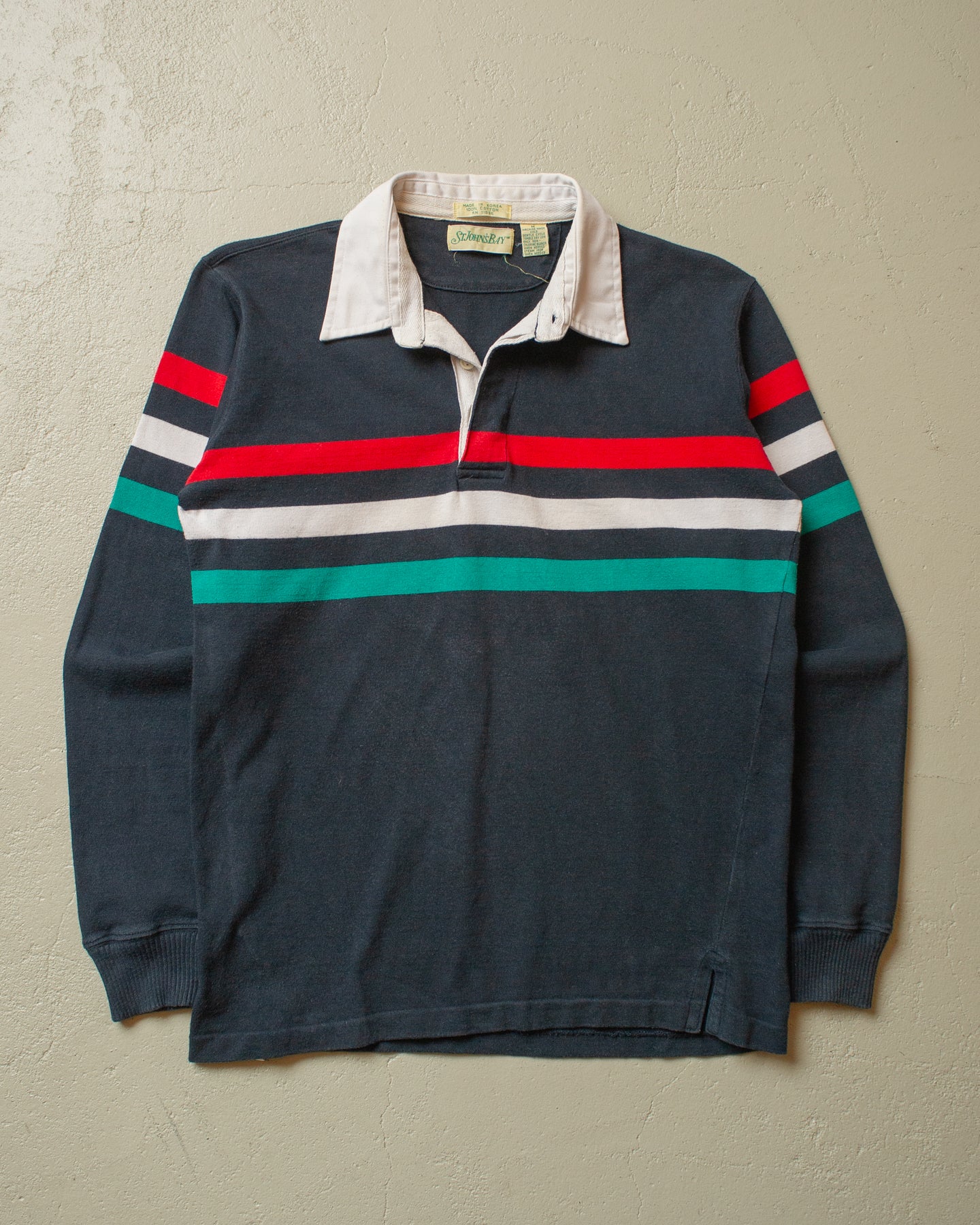 1980s St. Johns Bay striped Rugby Shirt navyblue - S/M