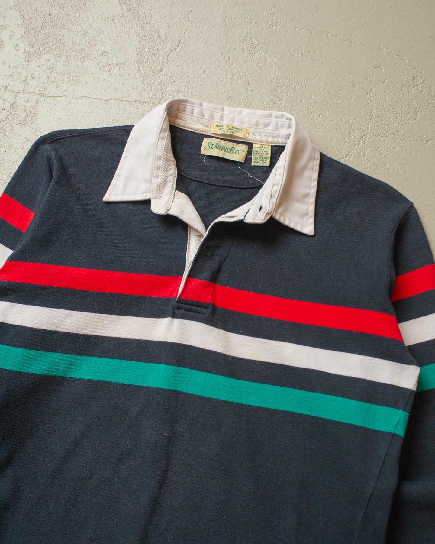 1980s St. Johns Bay striped Rugby Shirt navyblue - S/M