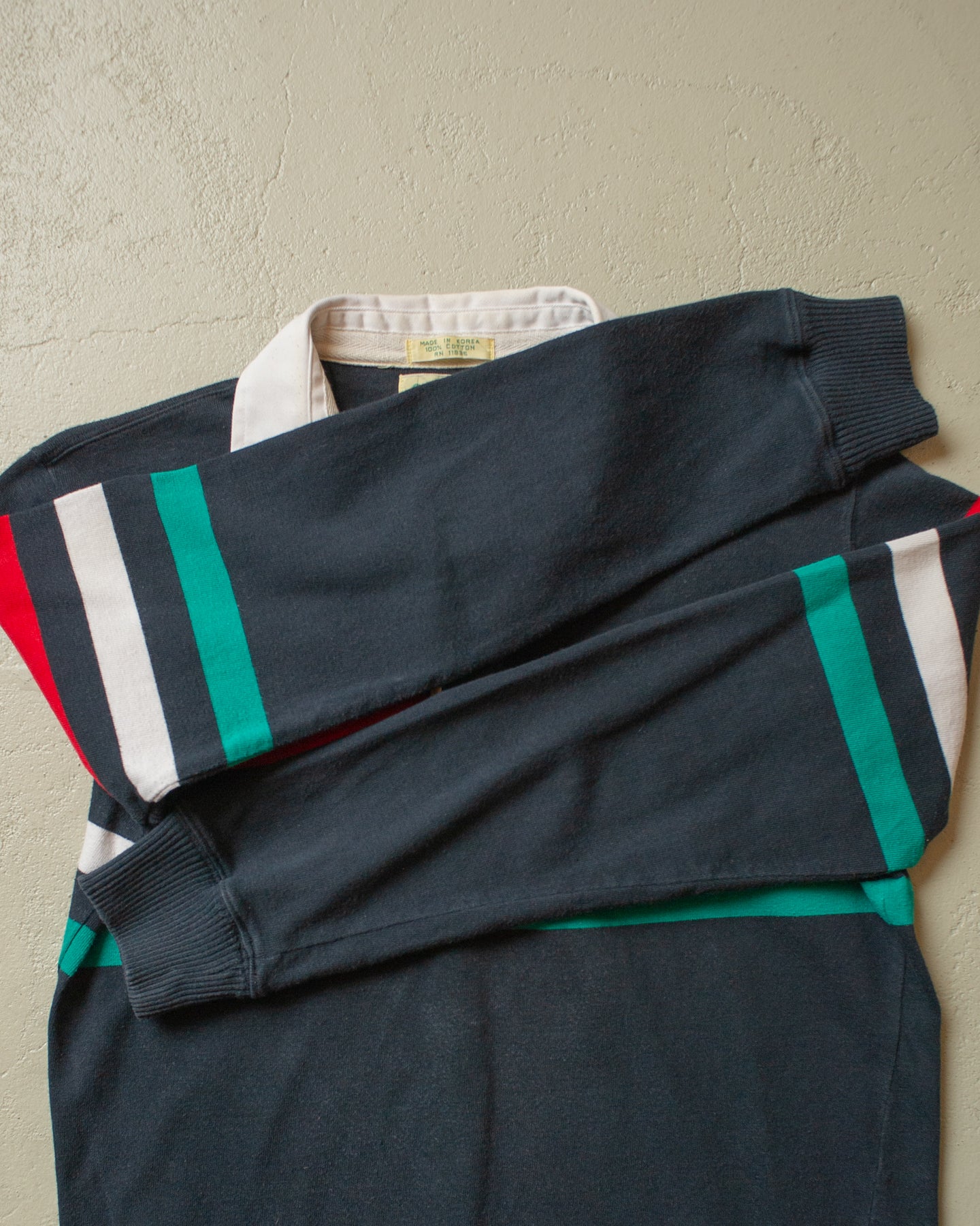 1980s St. Johns Bay striped Rugby Shirt navyblue - S/M
