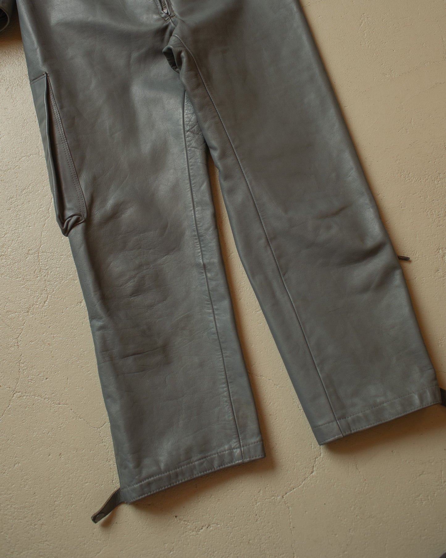 1970s German Leather Flight Coverall grey - S/M