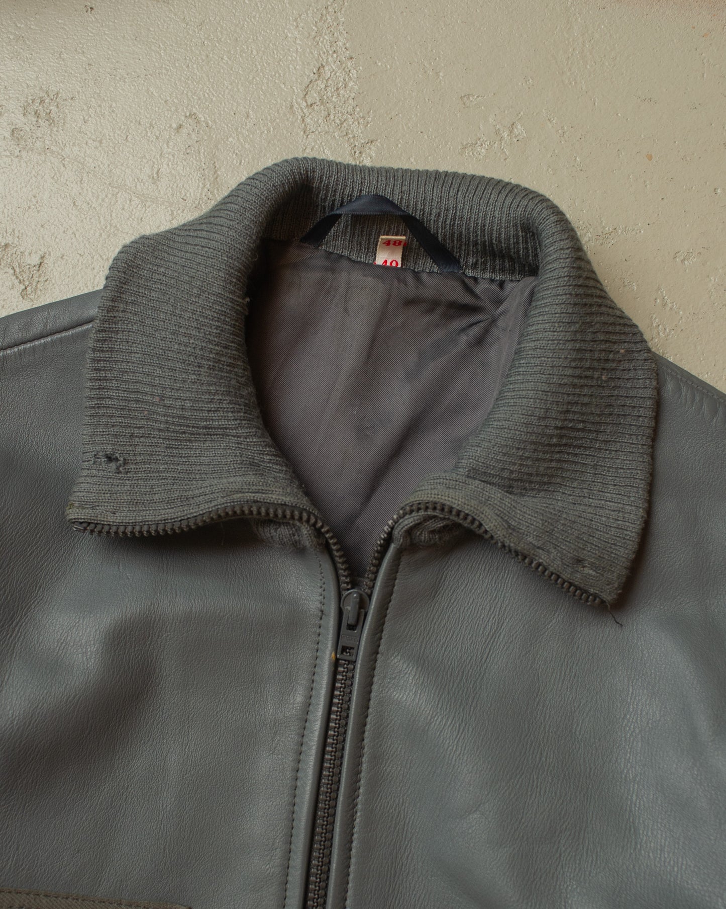 1970s German Leather Flight Coverall grey - S/M