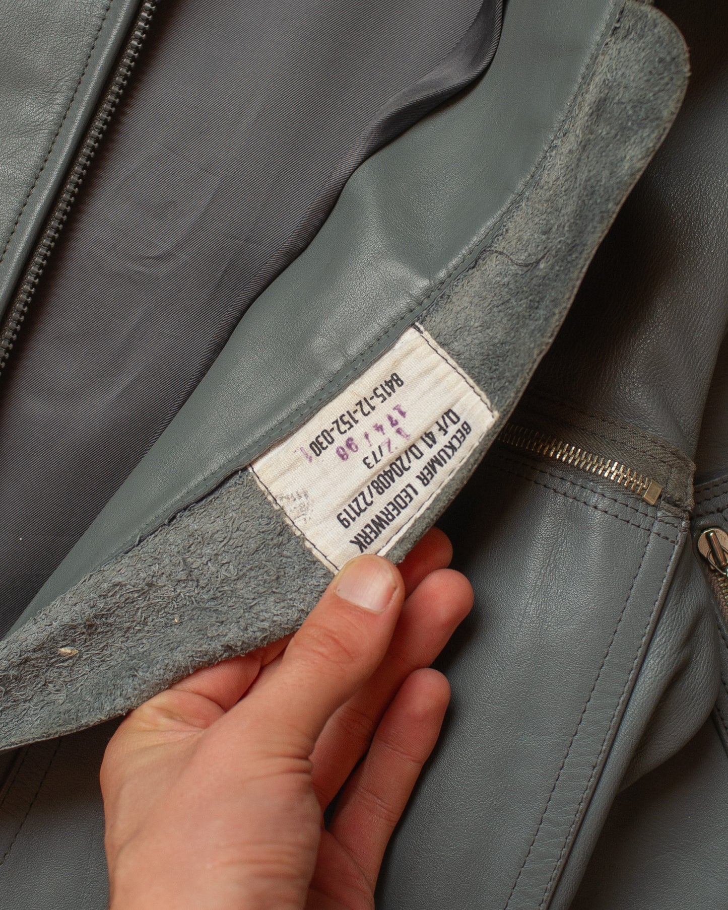 1970s German Leather Flight Coverall grey - S/M