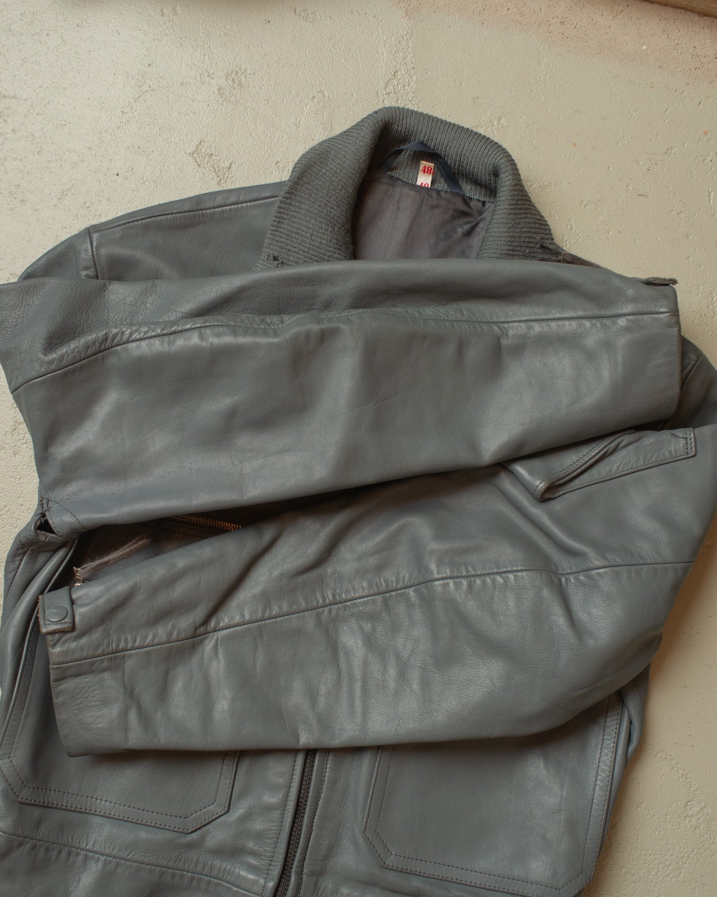 1970s German Leather Flight Coverall grey - S/M
