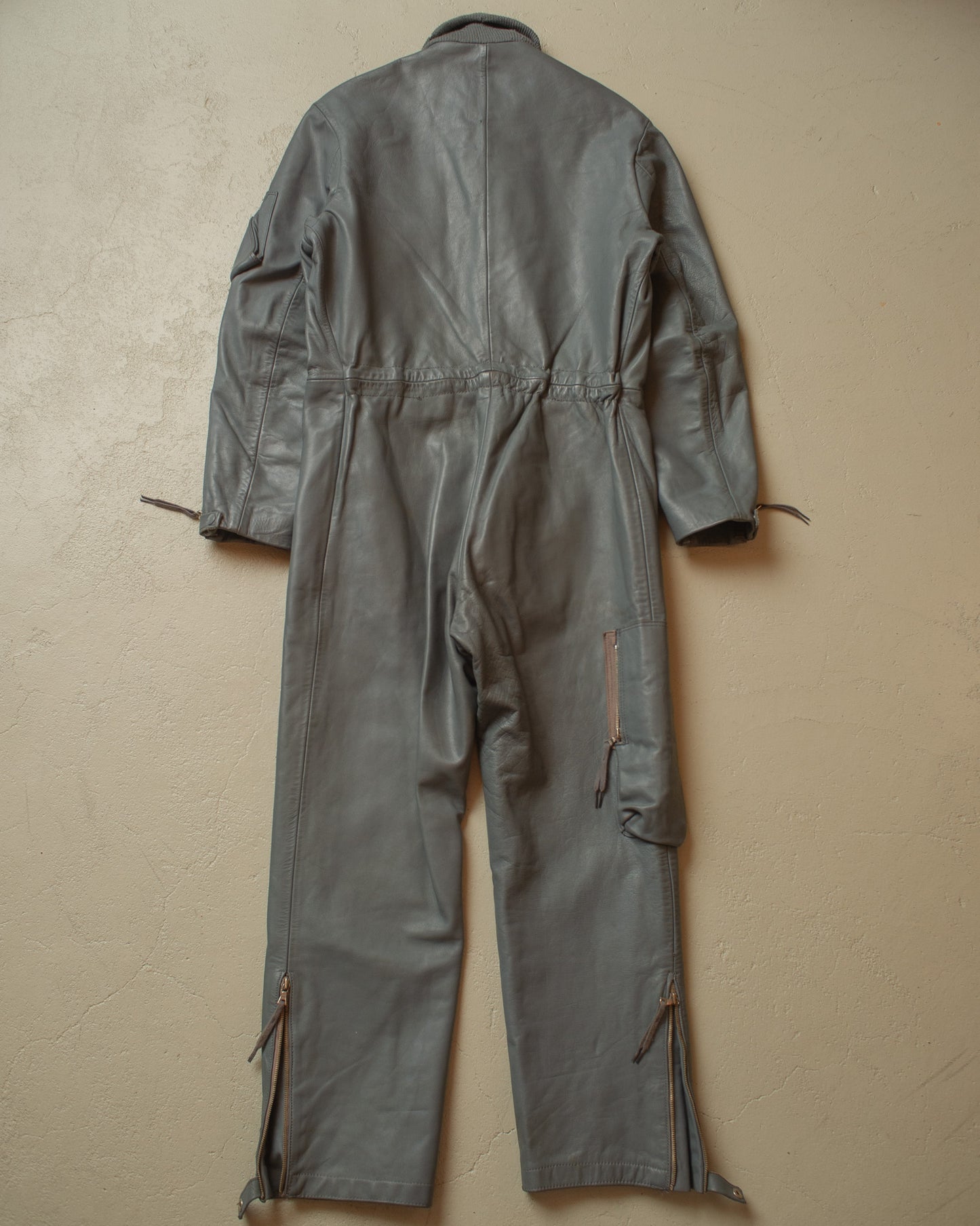 1970s German Leather Flight Coverall grey - S/M