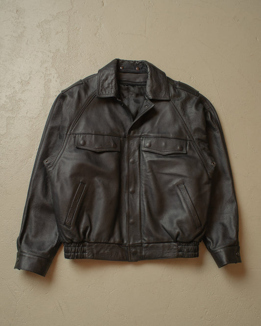 1997 Polizei lined Leather Jacket black - L