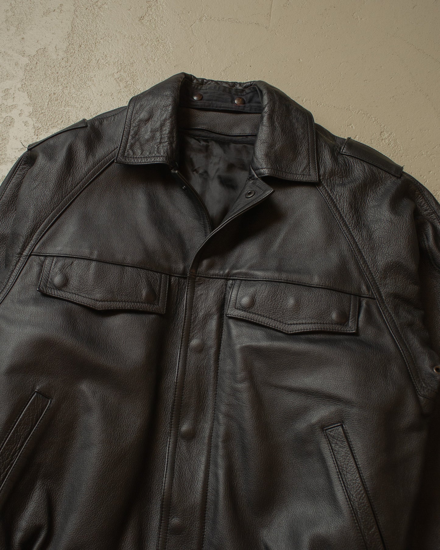1997 Polizei lined Leather Jacket black - L