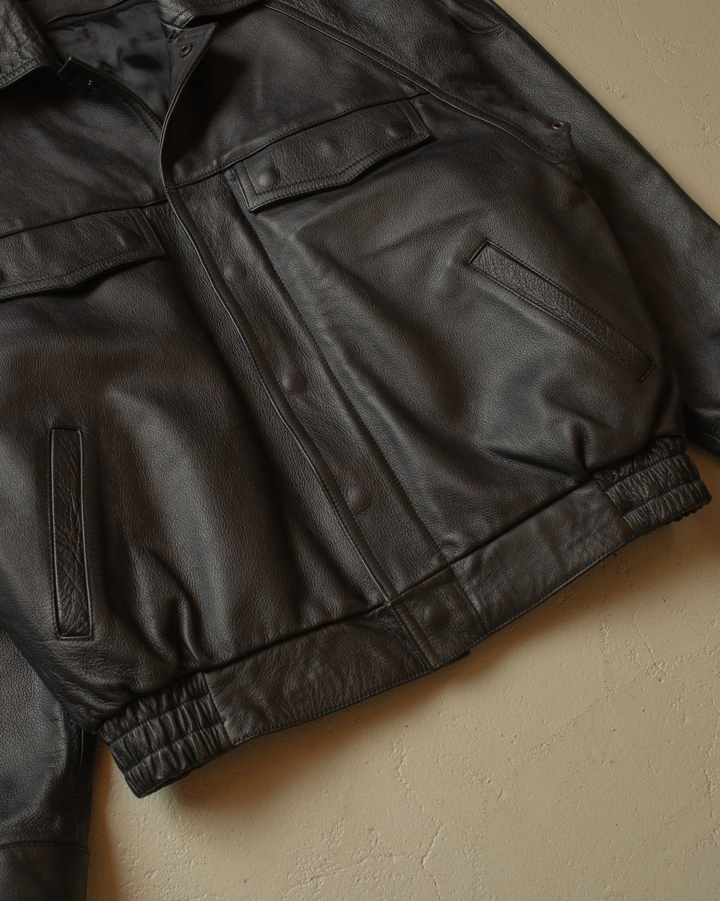 1997 Polizei lined Leather Jacket black - L