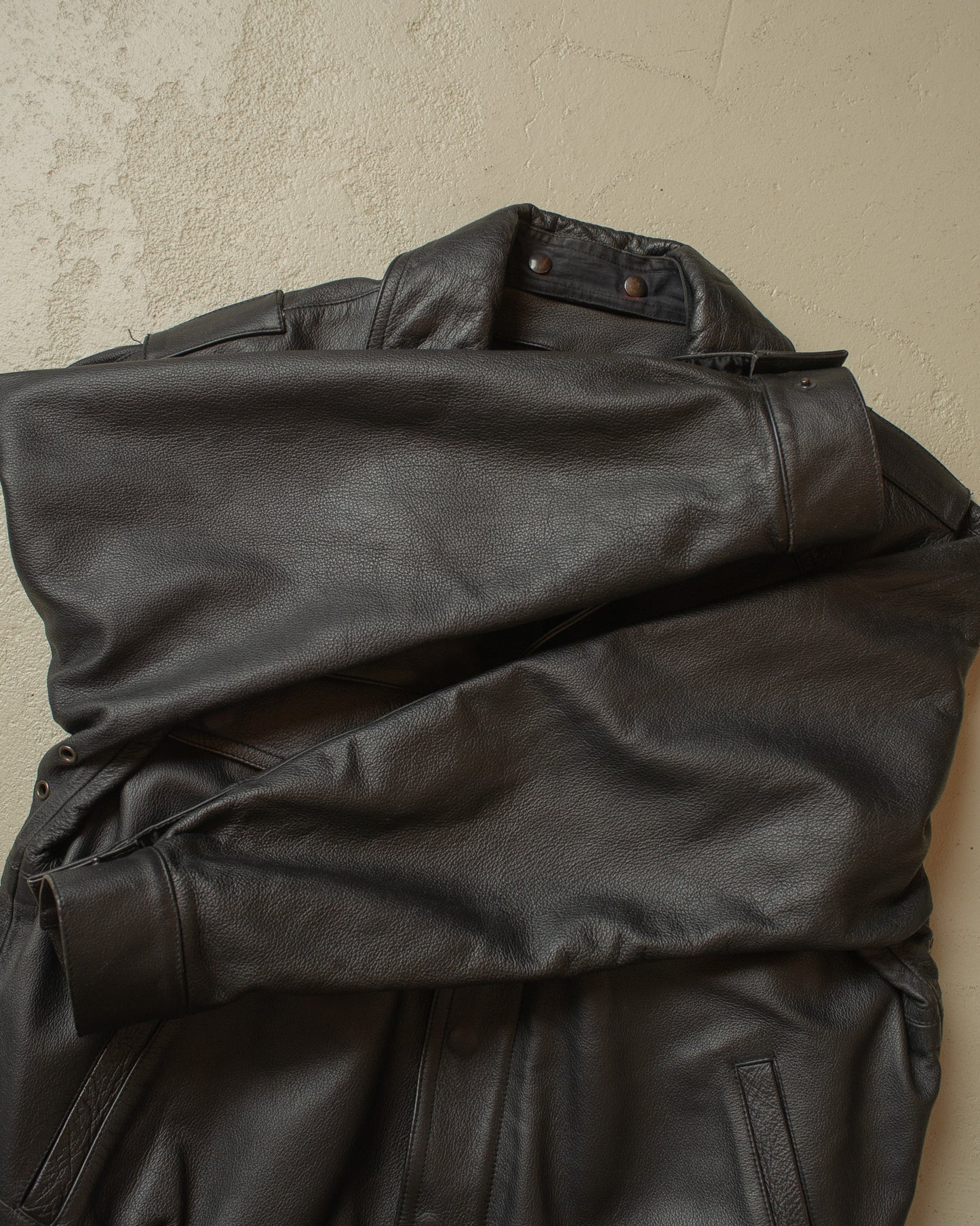 1997 Polizei lined Leather Jacket black - L