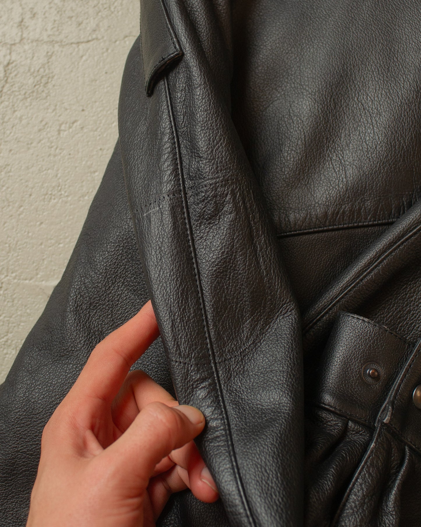 1997 Polizei lined Leather Jacket black - L