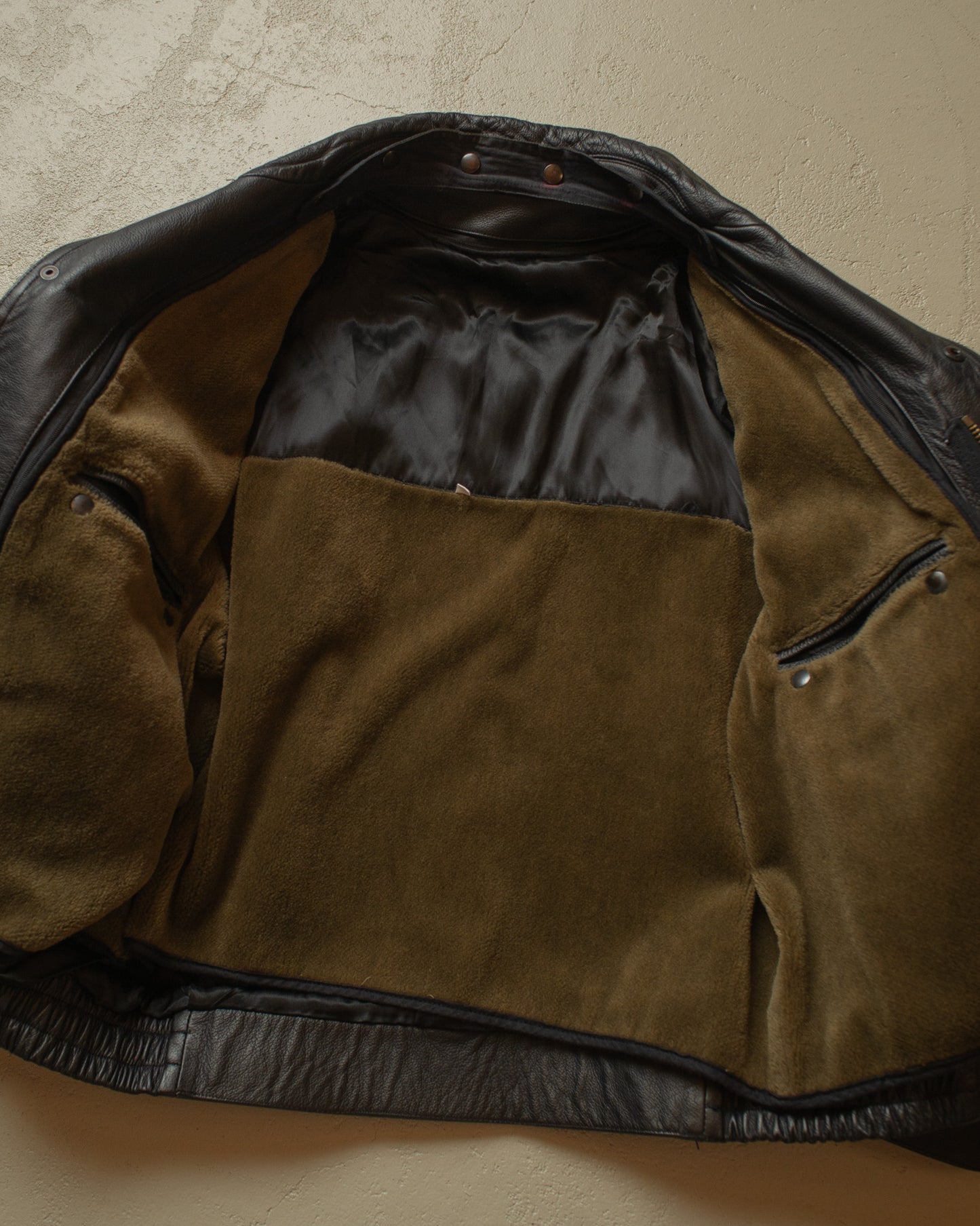 1997 Polizei lined Leather Jacket black - L