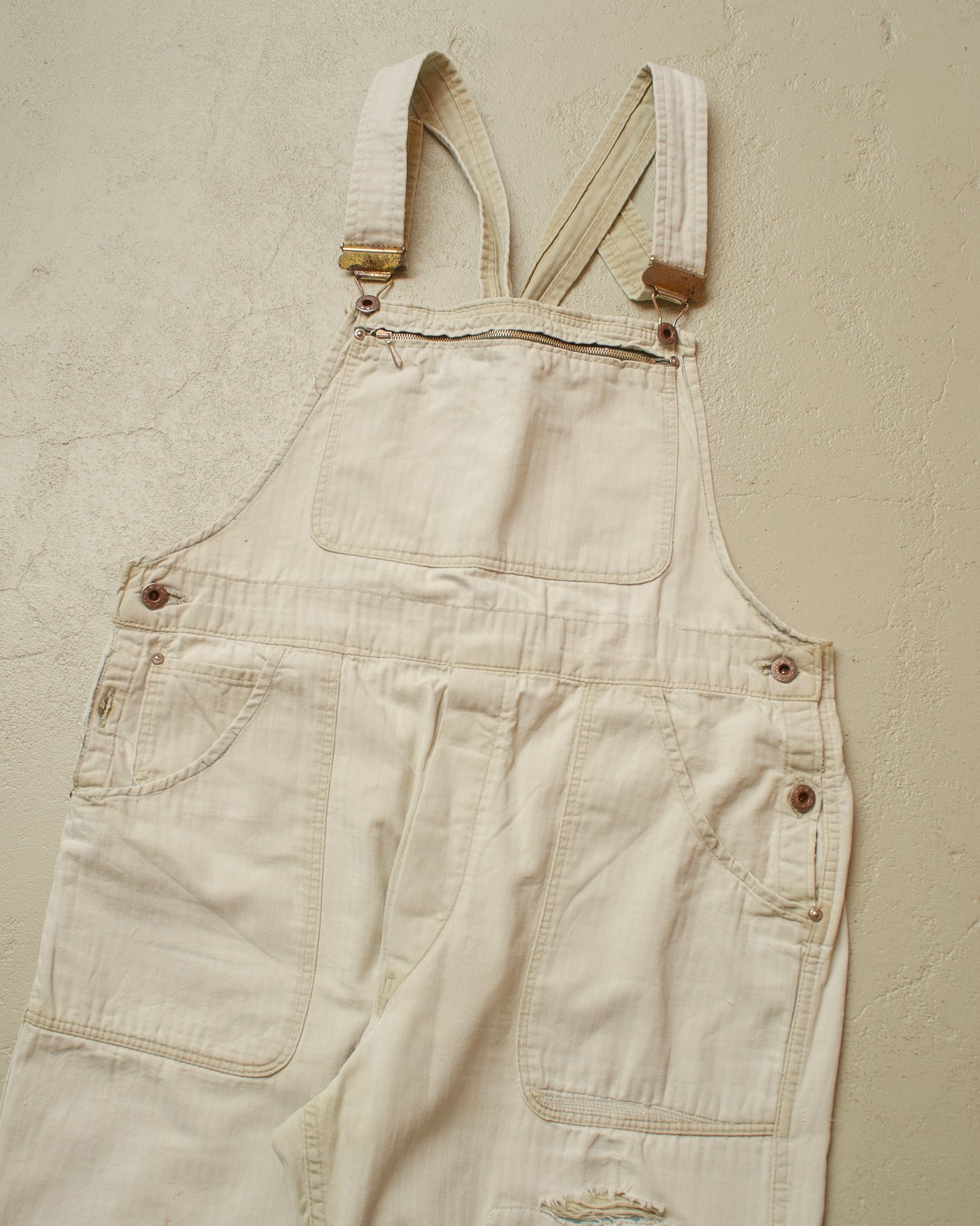 1960s German repaired Work Overall white - M