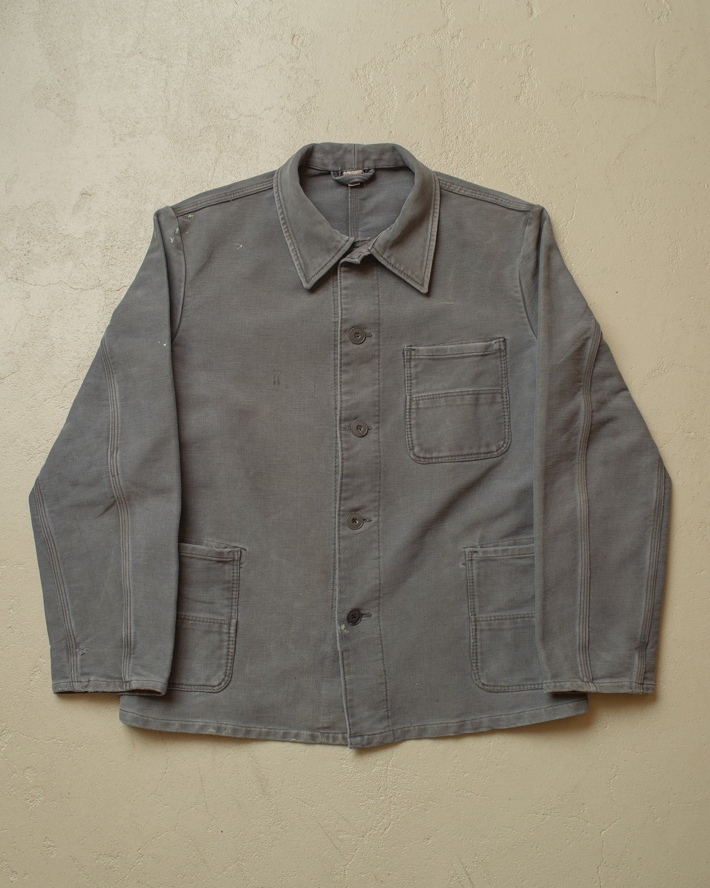 1960s/70s German Faded Moleskin Work Jacket grey - L