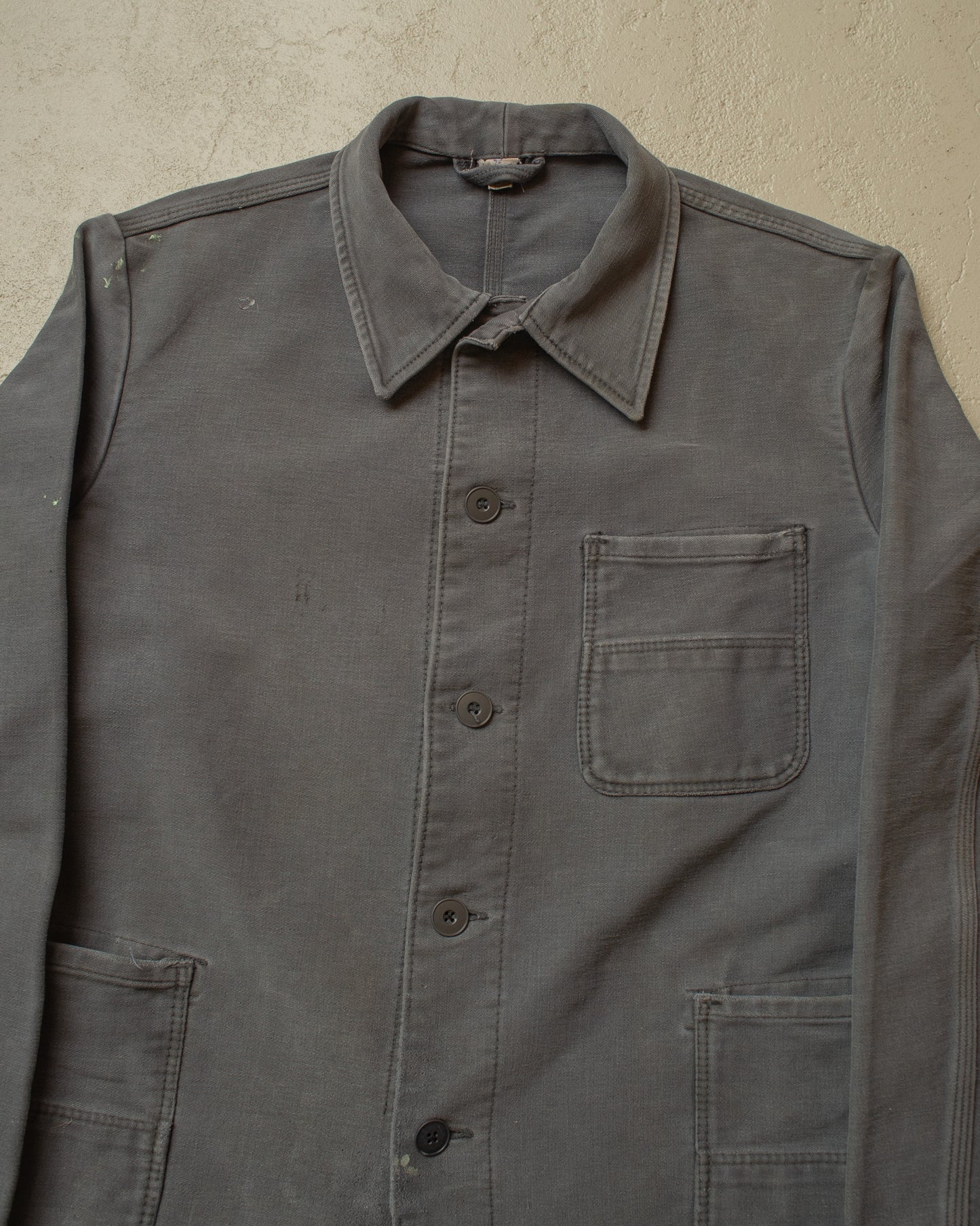 1960s/70s German Faded Moleskin Work Jacket grey - L