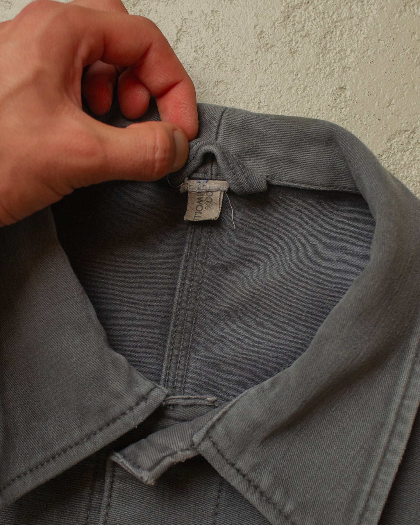 1960s/70s German Faded Moleskin Work Jacket grey - L