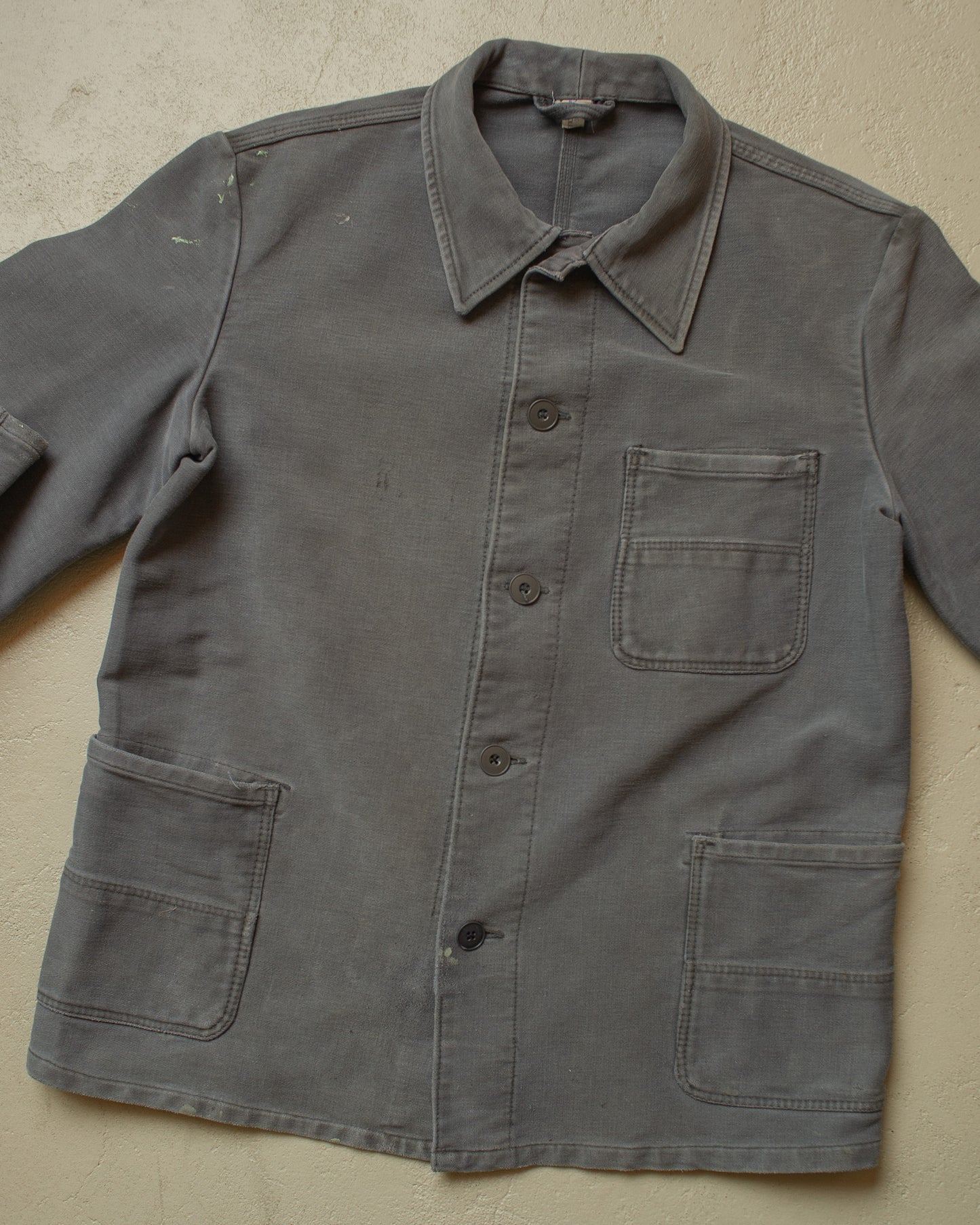 1960s/70s German Faded Moleskin Work Jacket grey - L