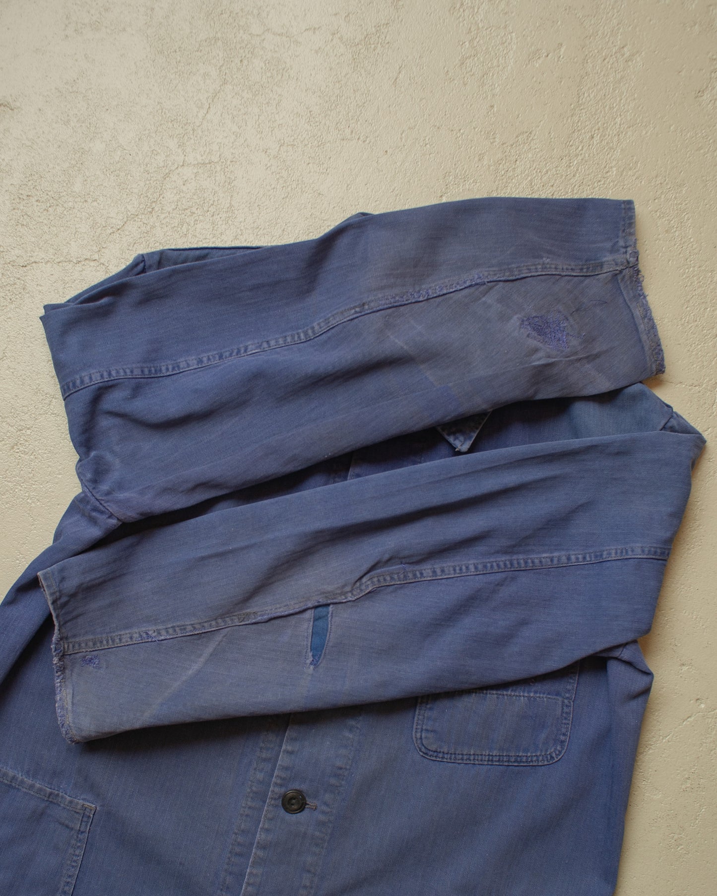 1960s/70s German Faded Herringbone Twill Work Jacket blue - L