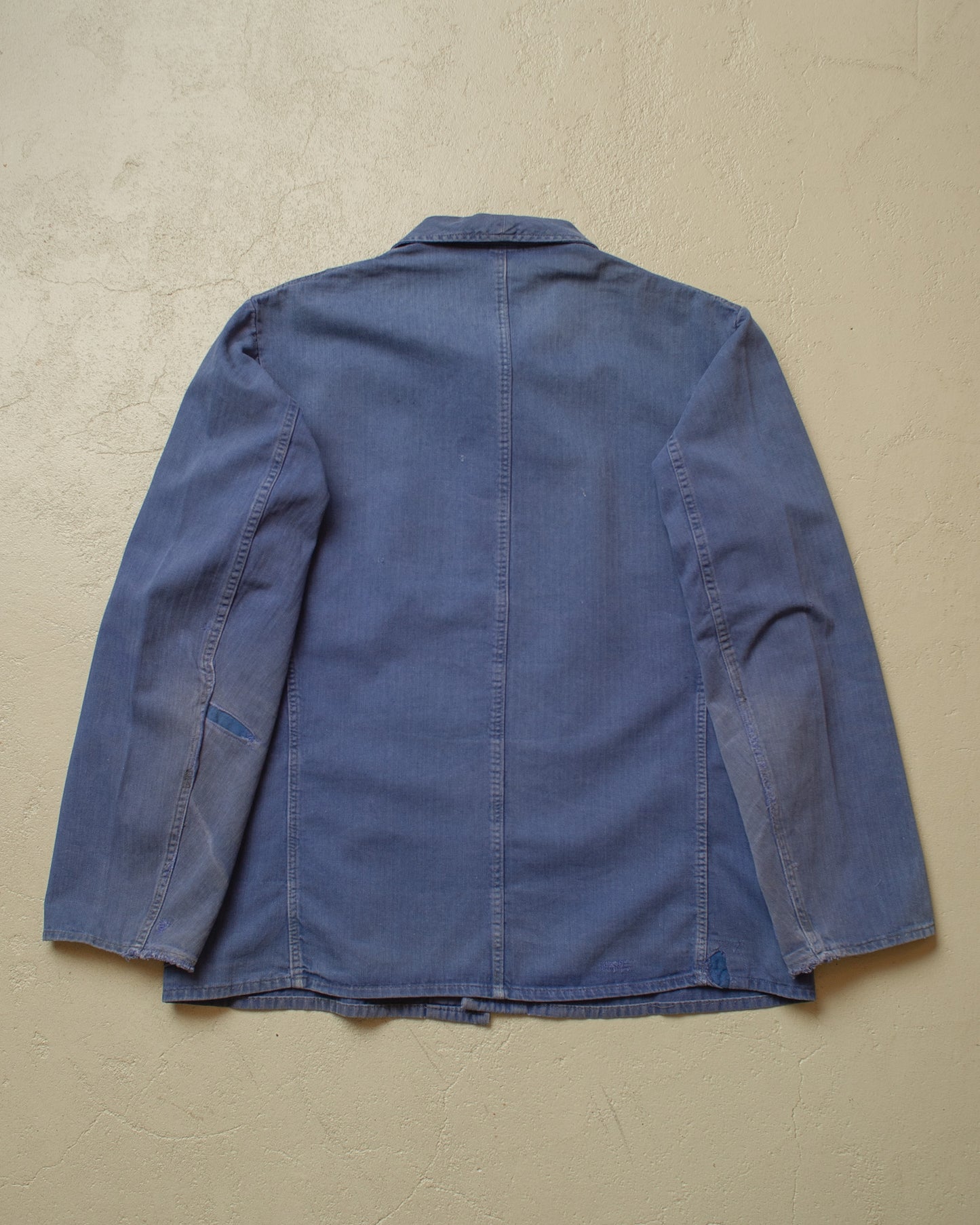 1960s/70s German Faded Herringbone Twill Work Jacket blue - L